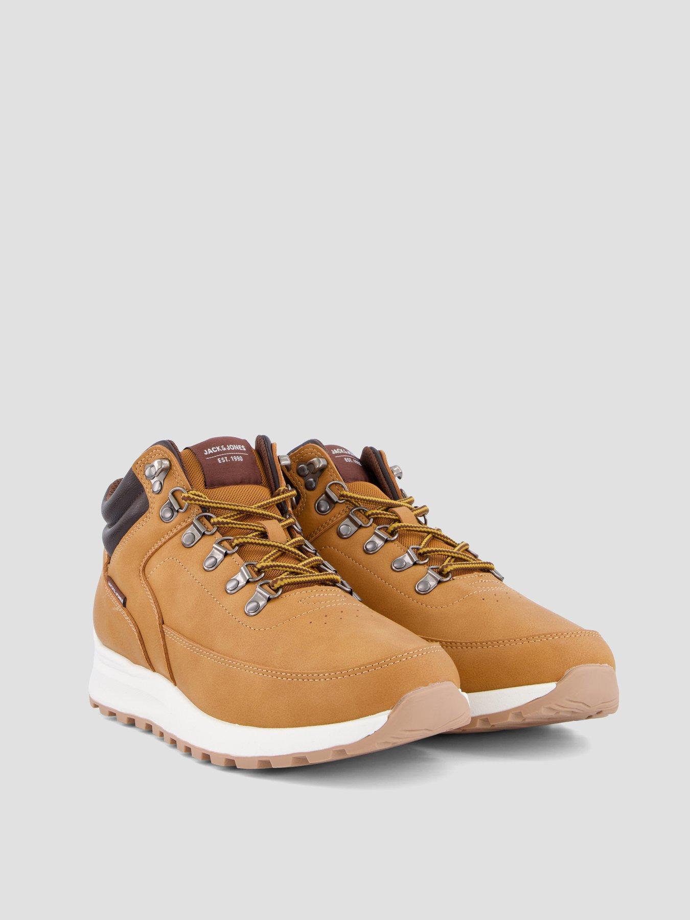 Image 6 of 7 of Jack & Jones Mens Eaton Faux Leather Lace-Up Tread Sole Boots - Honey