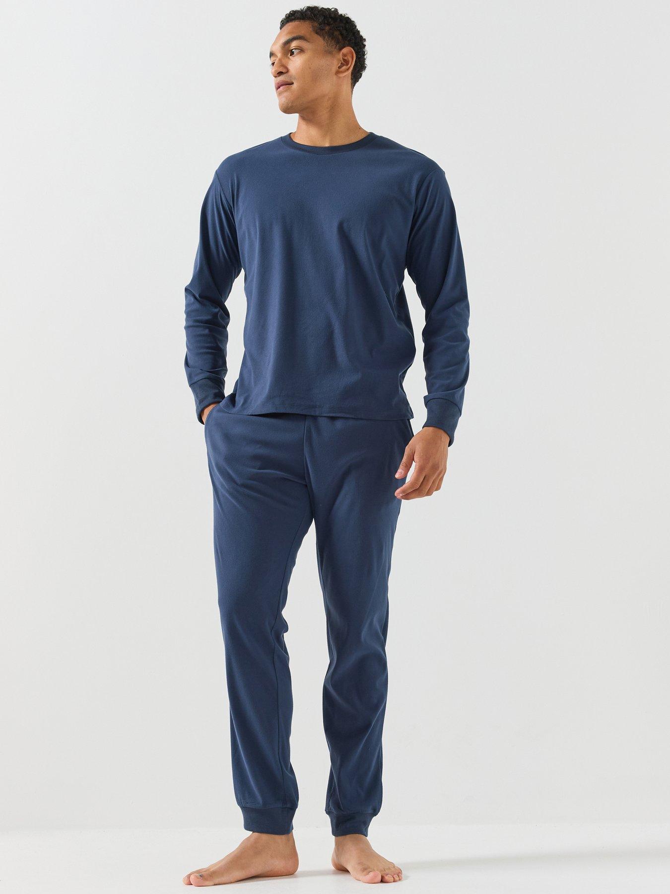 Image 1 of 5 of Jack & Jones Mens Crew Neck Jogger Lounge Set - Navy Blazer