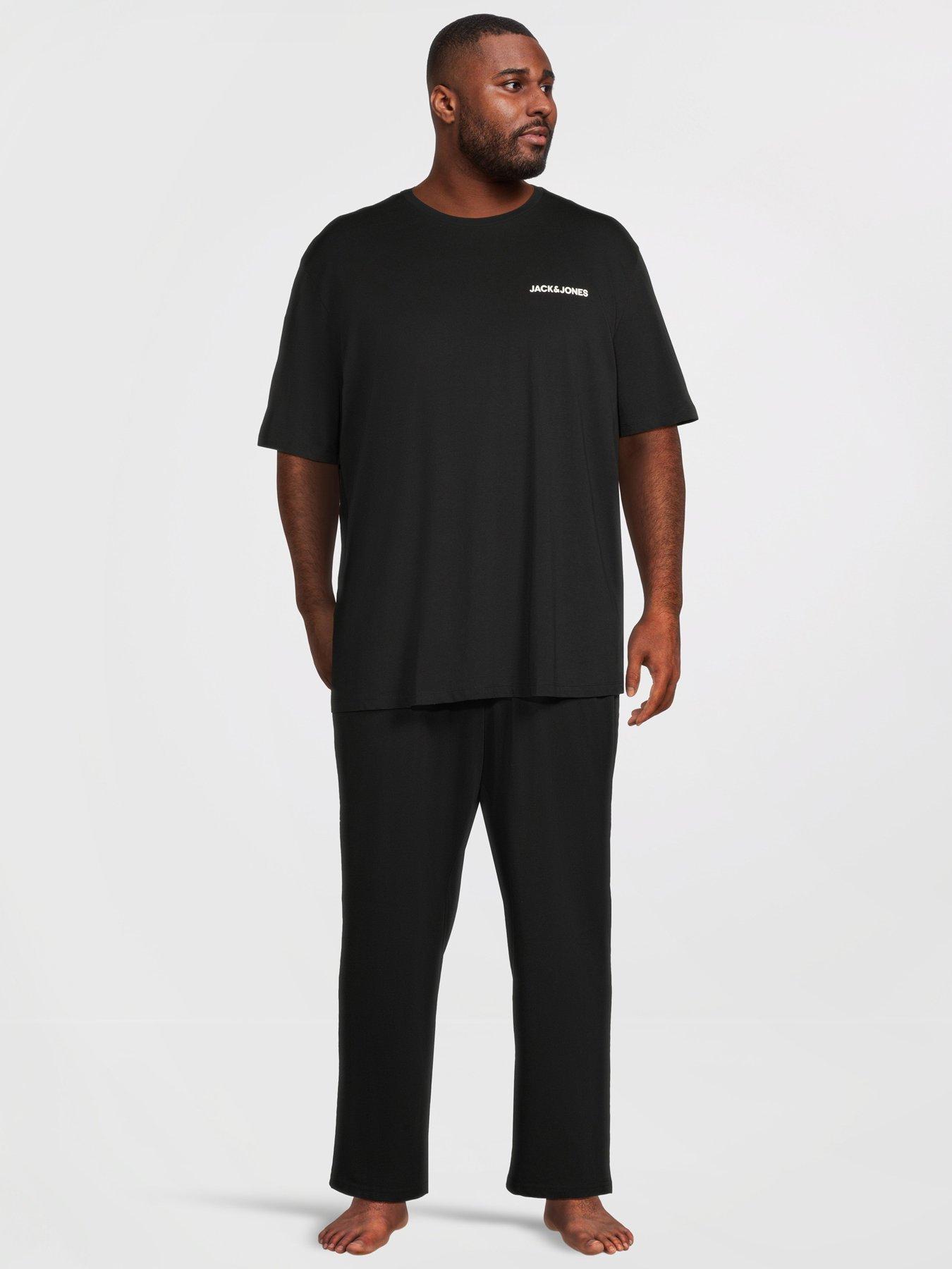 Jack & Jones Plus Everest T-Shirt And Trousers Pyjama Set - Black