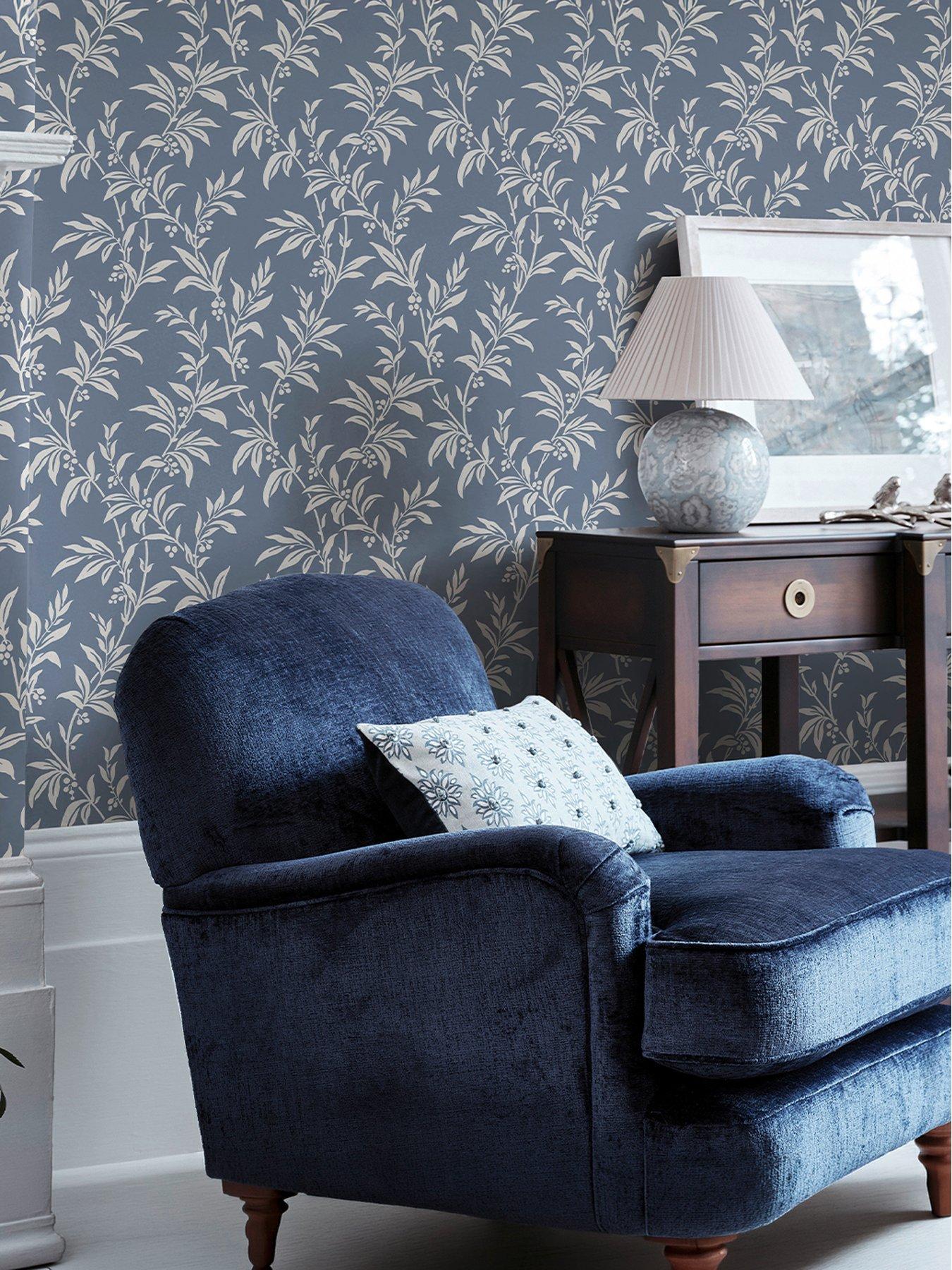Image 1 of 4 of Laura Ashley Paxford Leaves Dark Seaspray Wallpaper