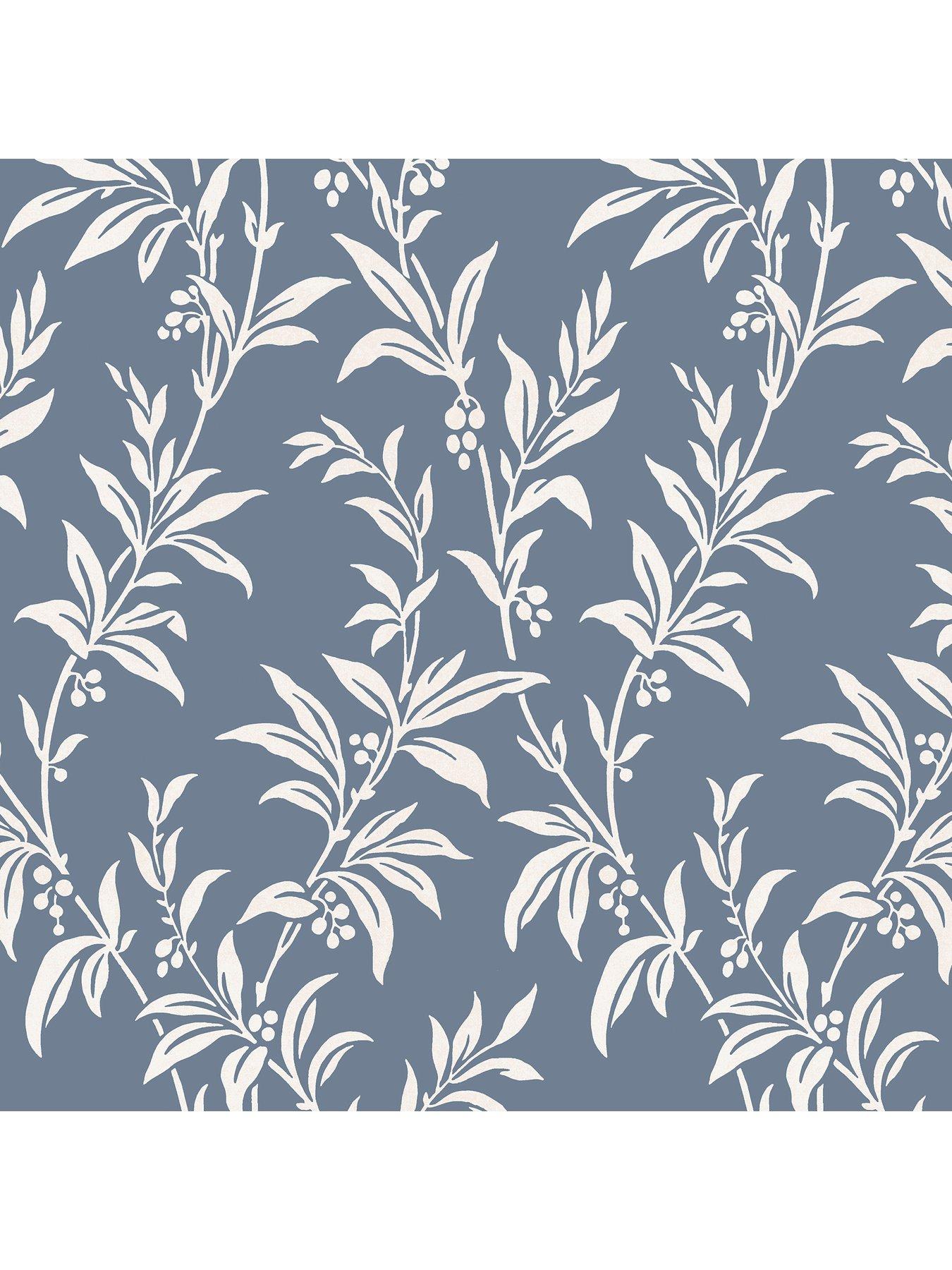 Image 2 of 4 of Laura Ashley Paxford Leaves Dark Seaspray Wallpaper