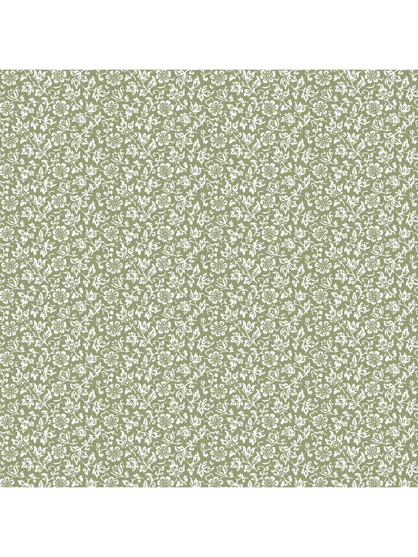Image 2 of 4 of Laura Ashley Sweet Alyssum Moss Green Wallpaper