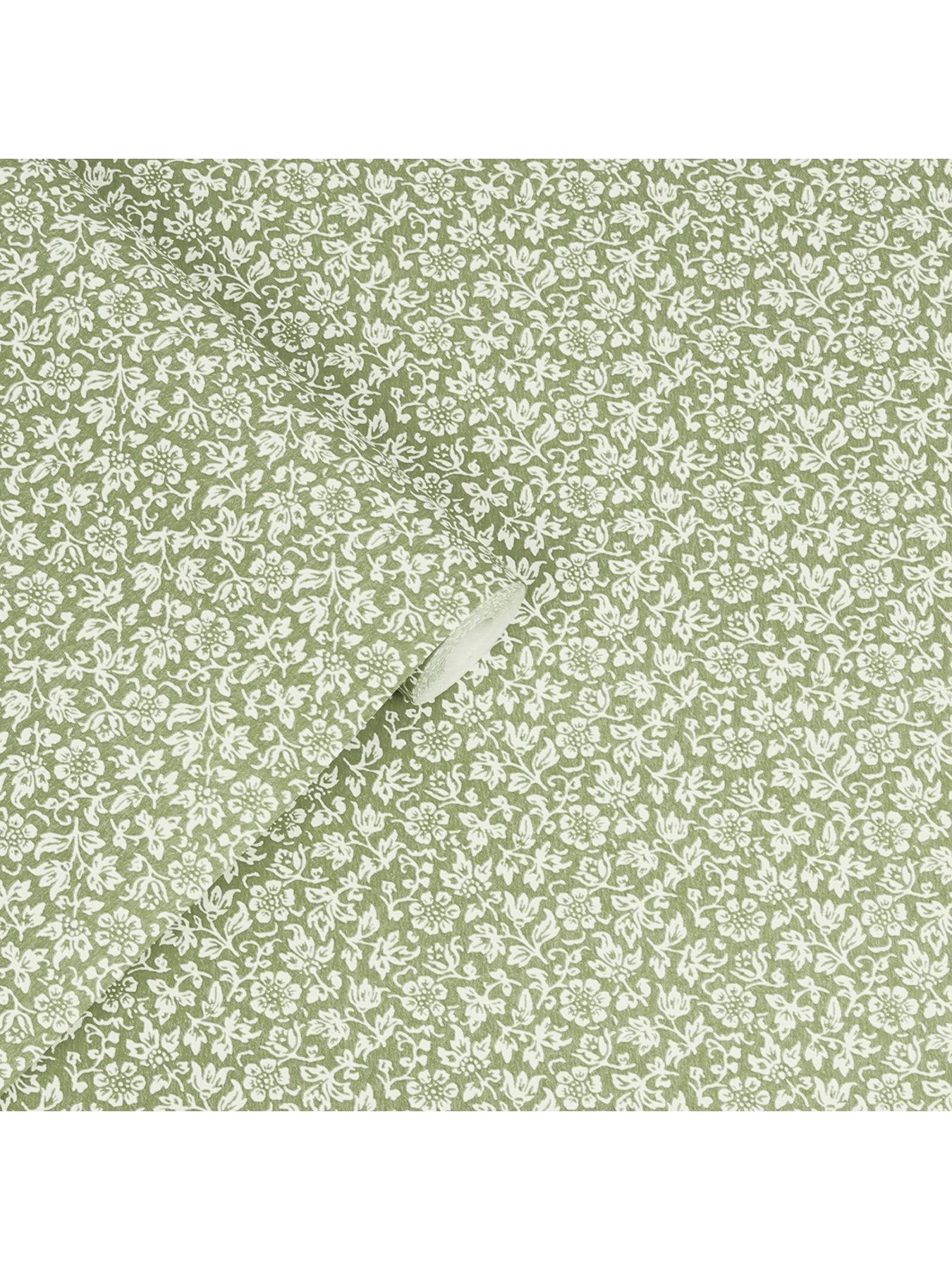 Image 3 of 4 of Laura Ashley Sweet Alyssum Moss Green Wallpaper