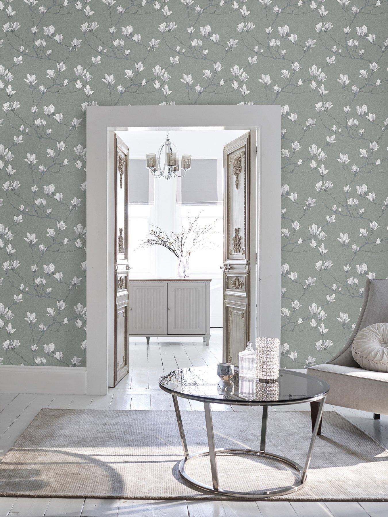 Laura Ashley Magnolia Grove Slate Wallpaper