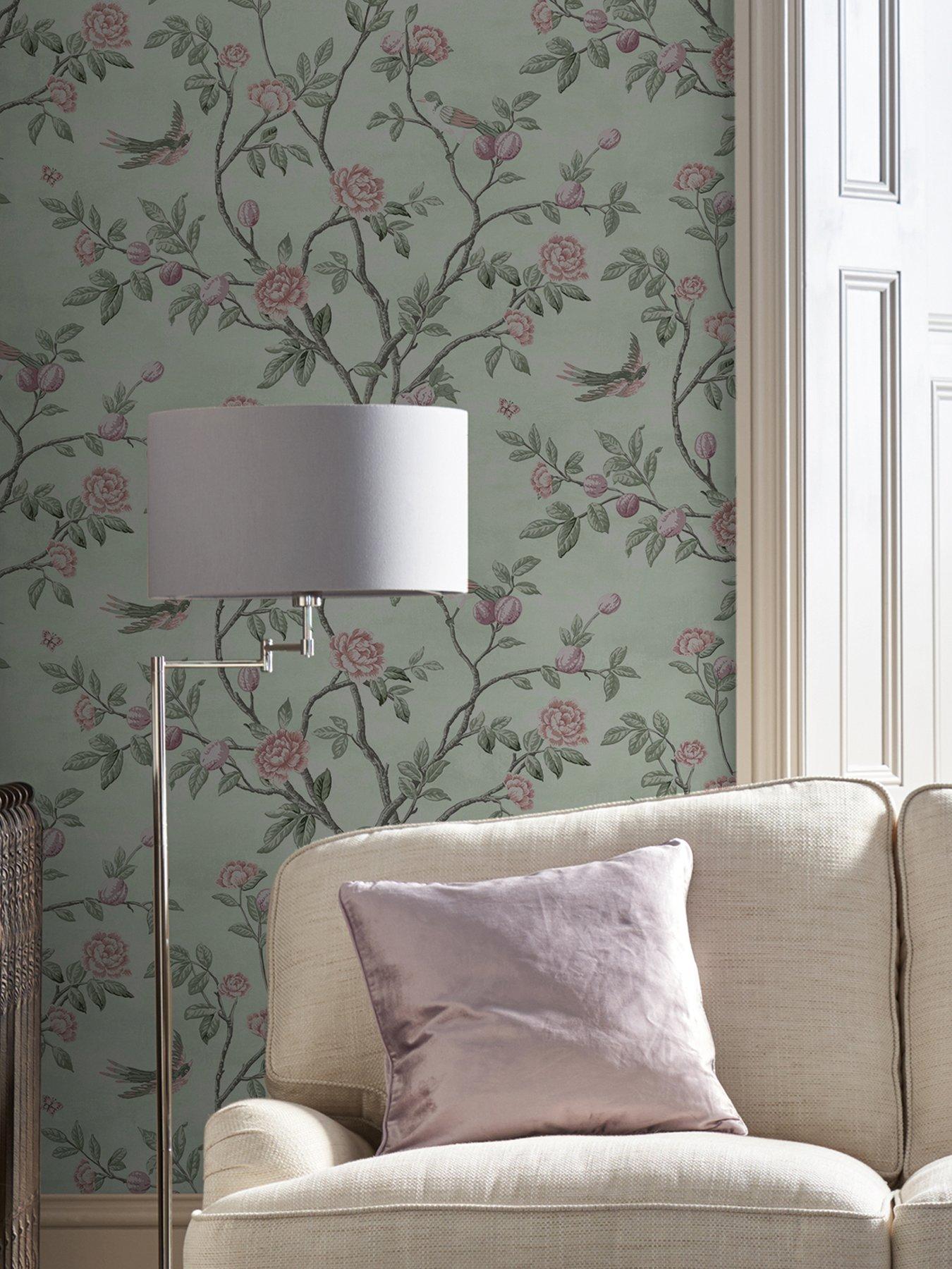 Image 1 of 4 of Laura Ashley Laura Ashley Eglantine Eau De Nil Wallpaper