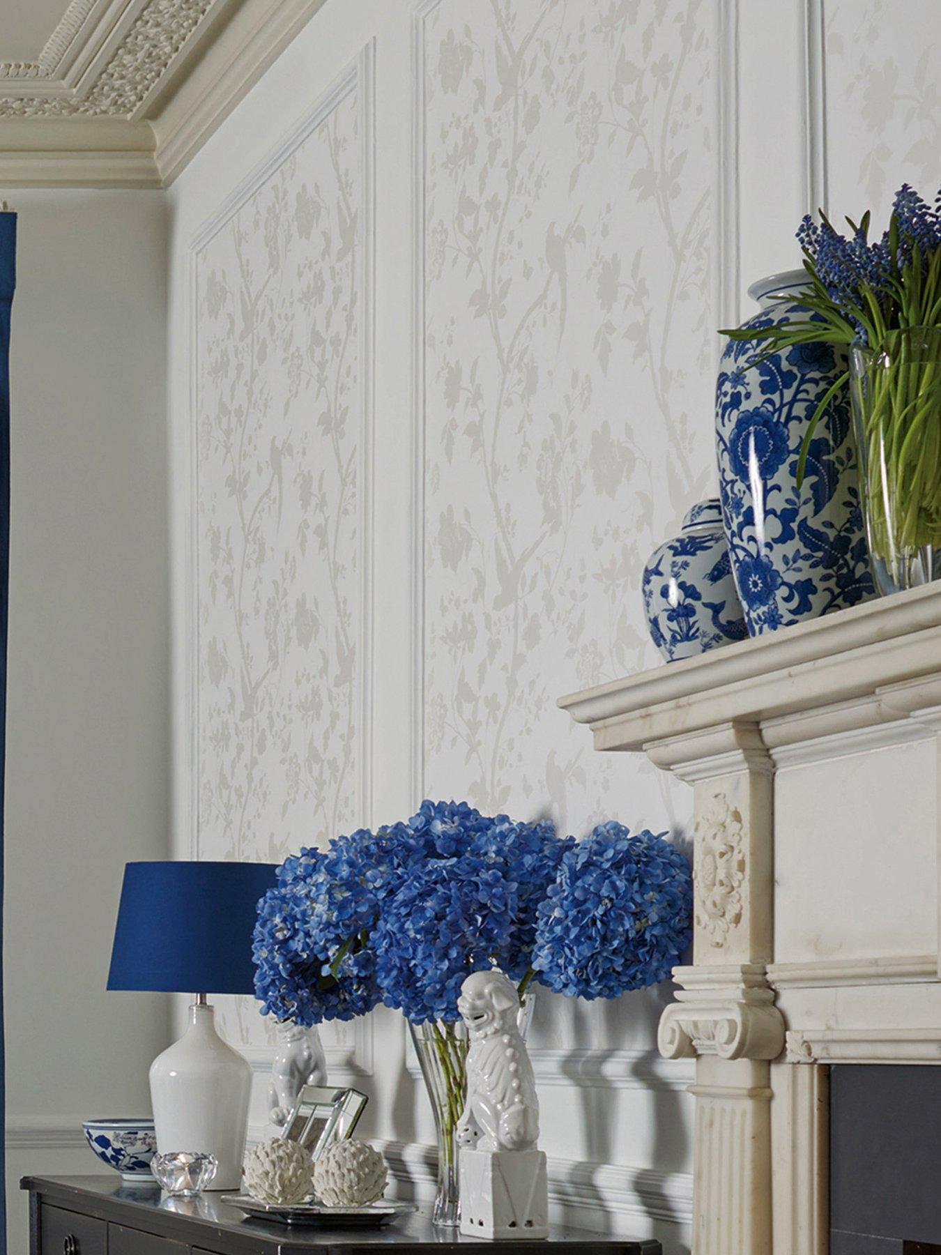 Image 1 of 4 of Laura Ashley Oriental Garden Pearlescent White Wallpaper