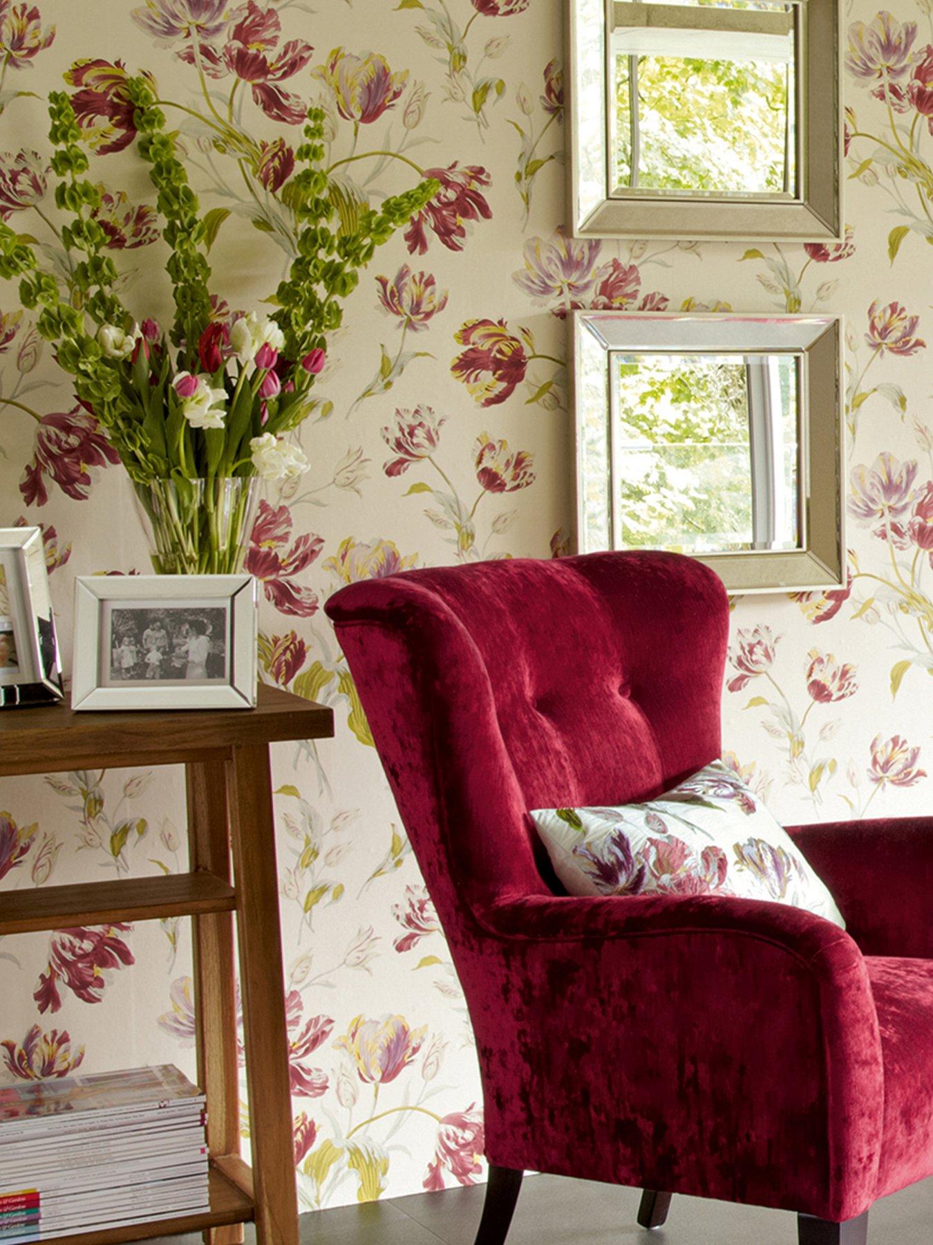 Laura Ashley Gosford Cranberry Wallpaper
