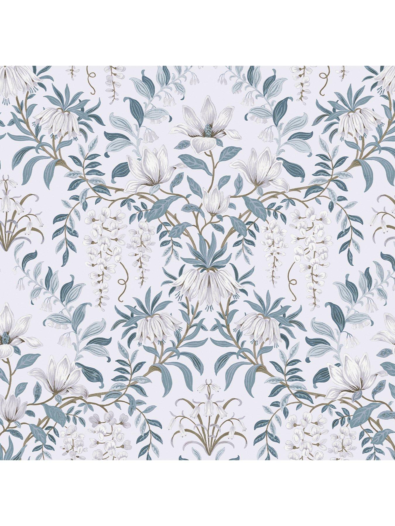 Image 2 of 4 of Laura Ashley Parterre Off White / Seaspray Wallpaper