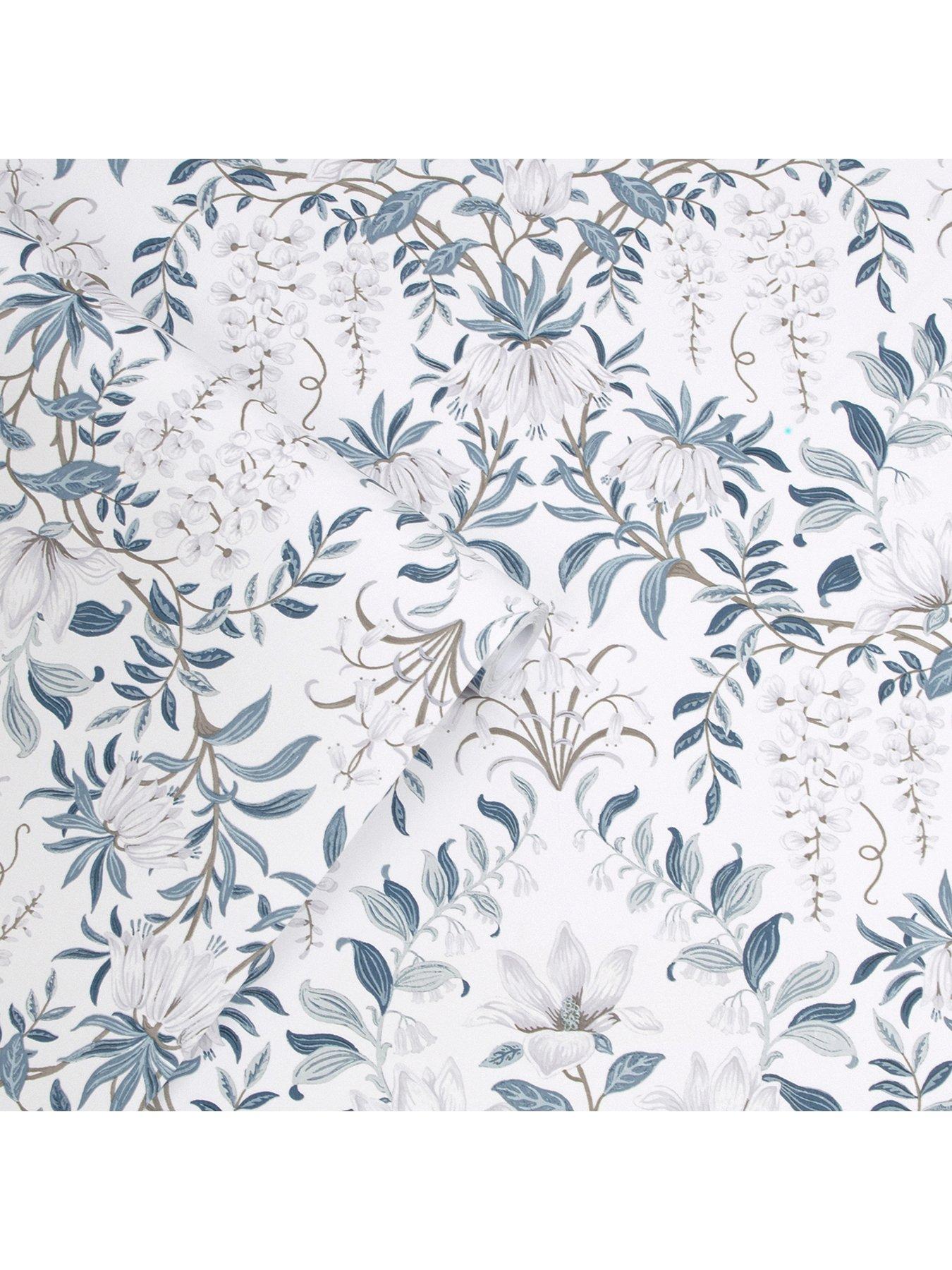Image 3 of 4 of Laura Ashley Parterre Off White / Seaspray Wallpaper