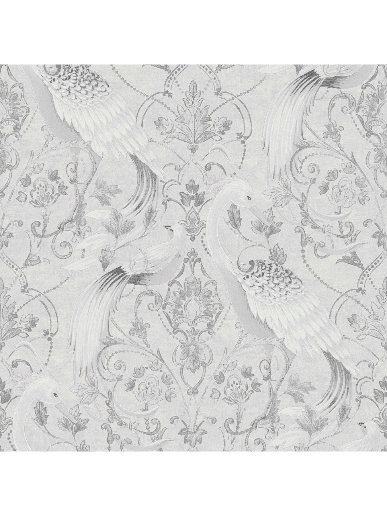 Image 2 of 4 of Laura Ashley Laura Ashley Tregaron Silver Wallpaper