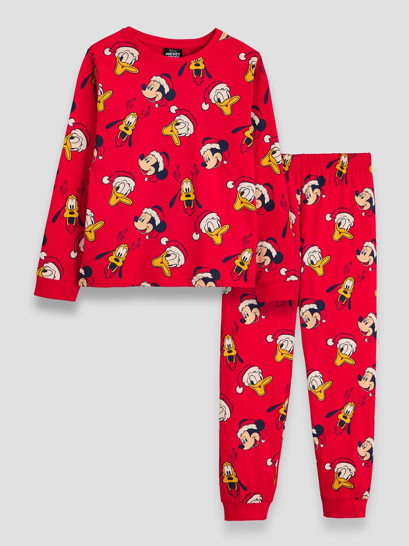 Image 1 of 5 of The Very Collection Boys Festive Mickey Mouse Print Pyjamas - Red