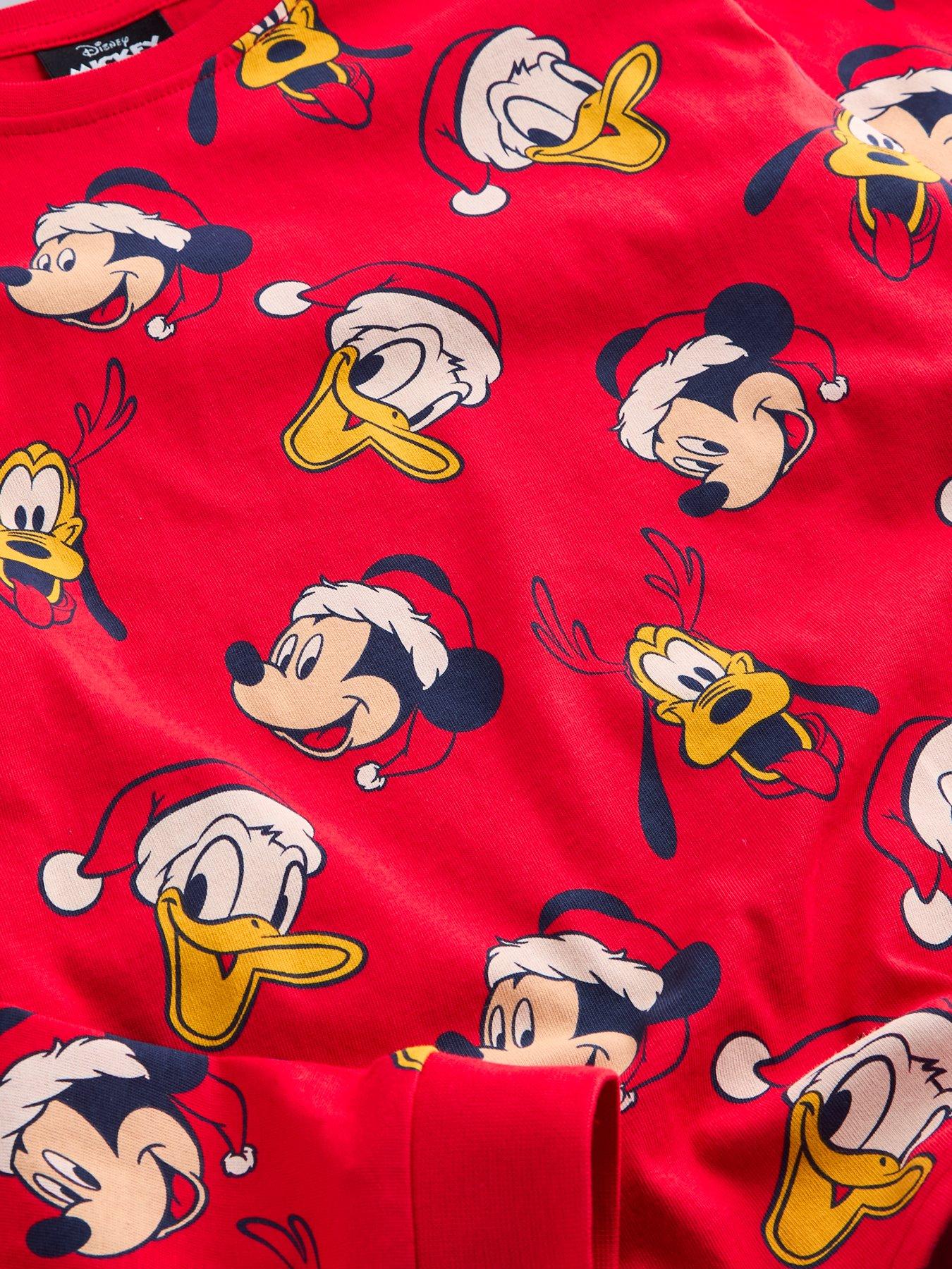 Image 3 of 5 of The Very Collection Boys Festive Mickey Mouse Print Pyjamas - Red