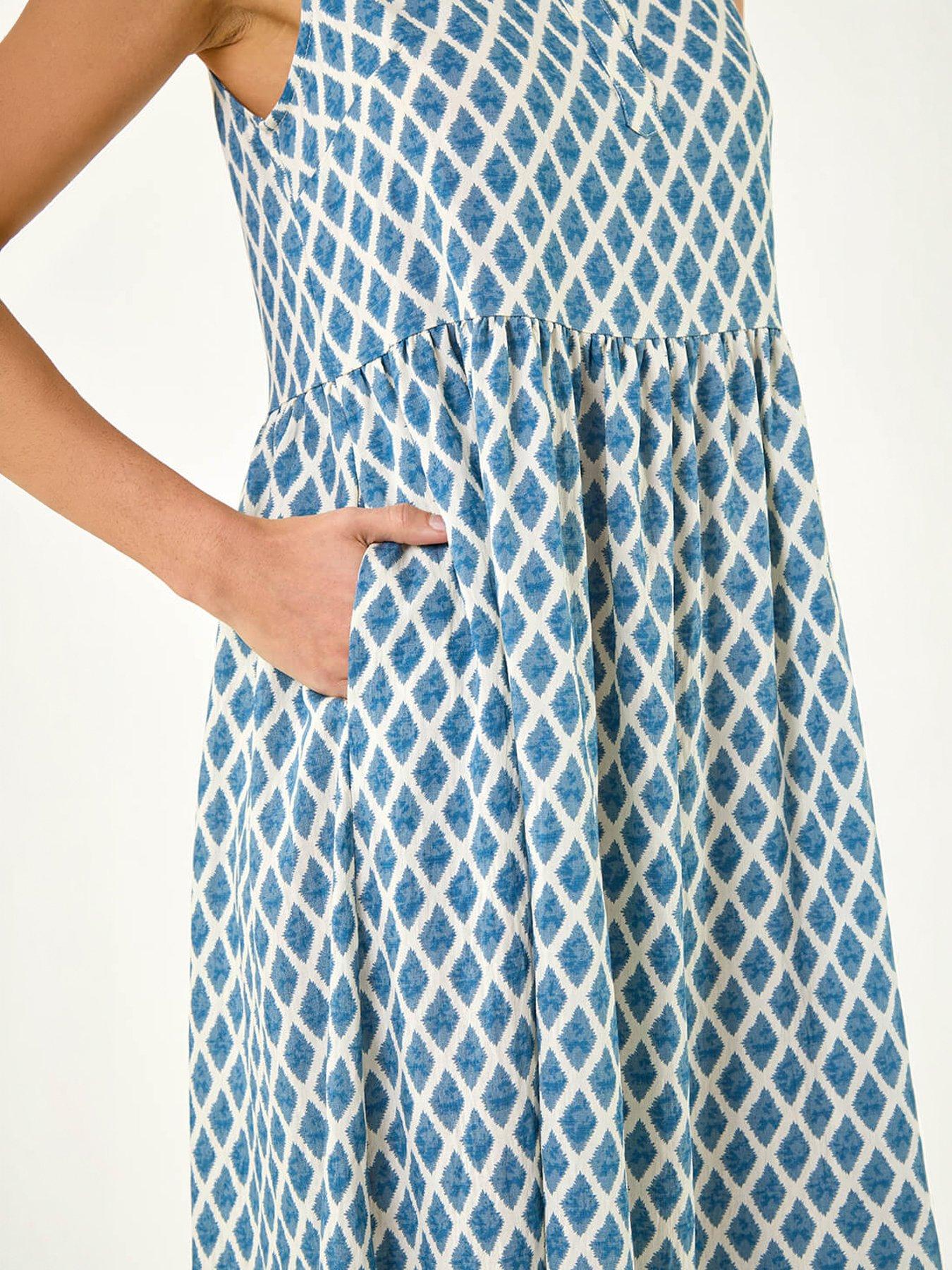 Image 2 of 5 of Roman Geometric Diamond Collared Swing Dress