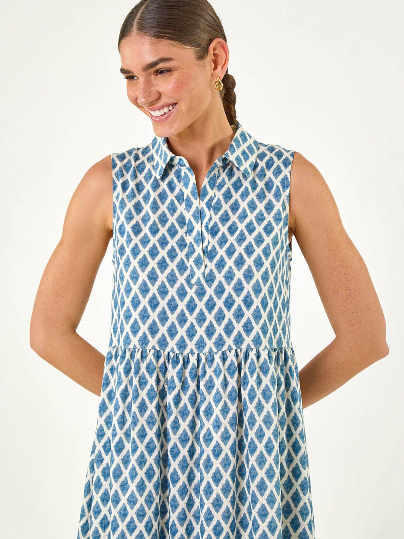 Image 3 of 5 of Roman Geometric Diamond Collared Swing Dress