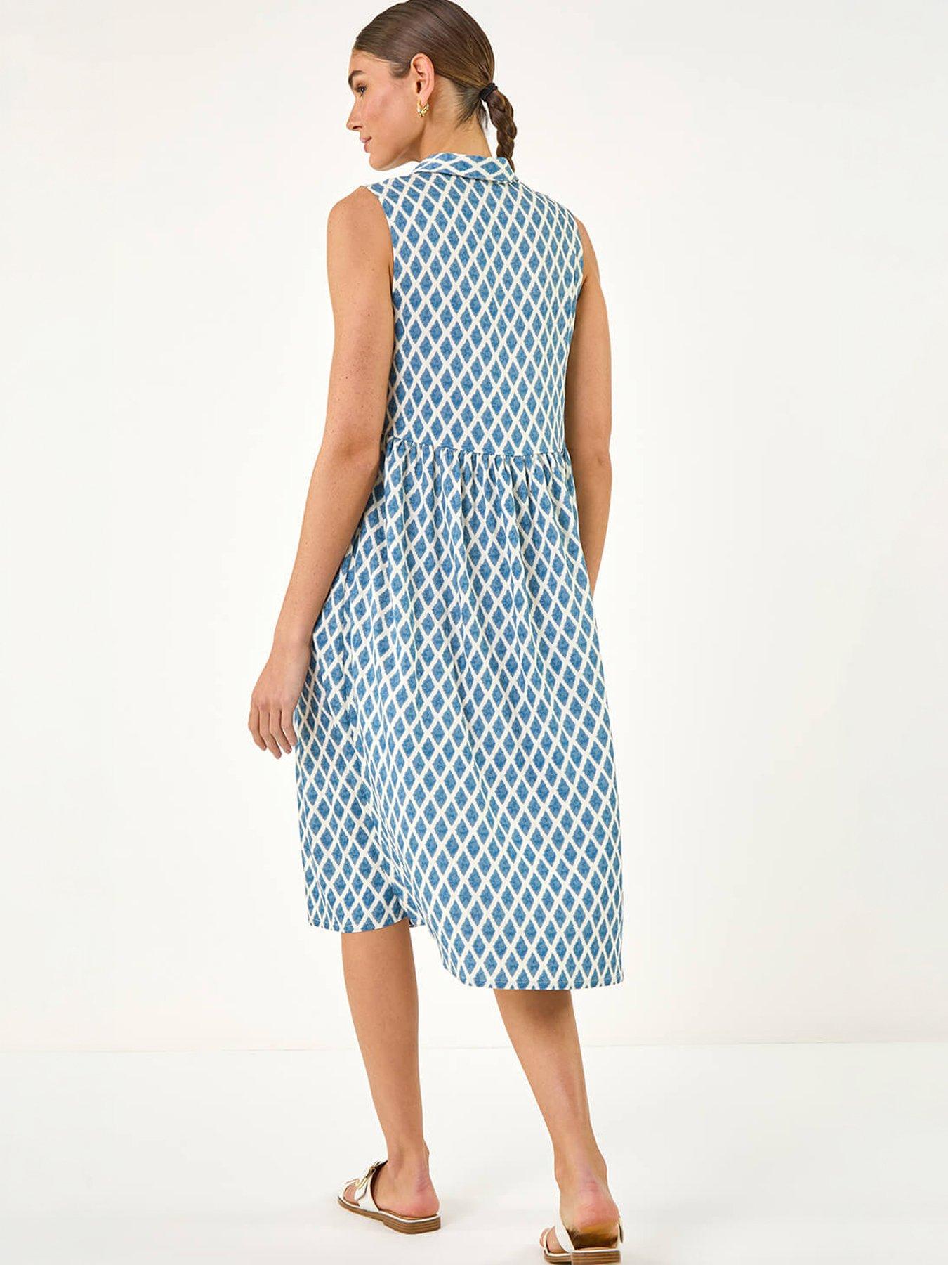 Image 4 of 5 of Roman Geometric Diamond Collared Swing Dress