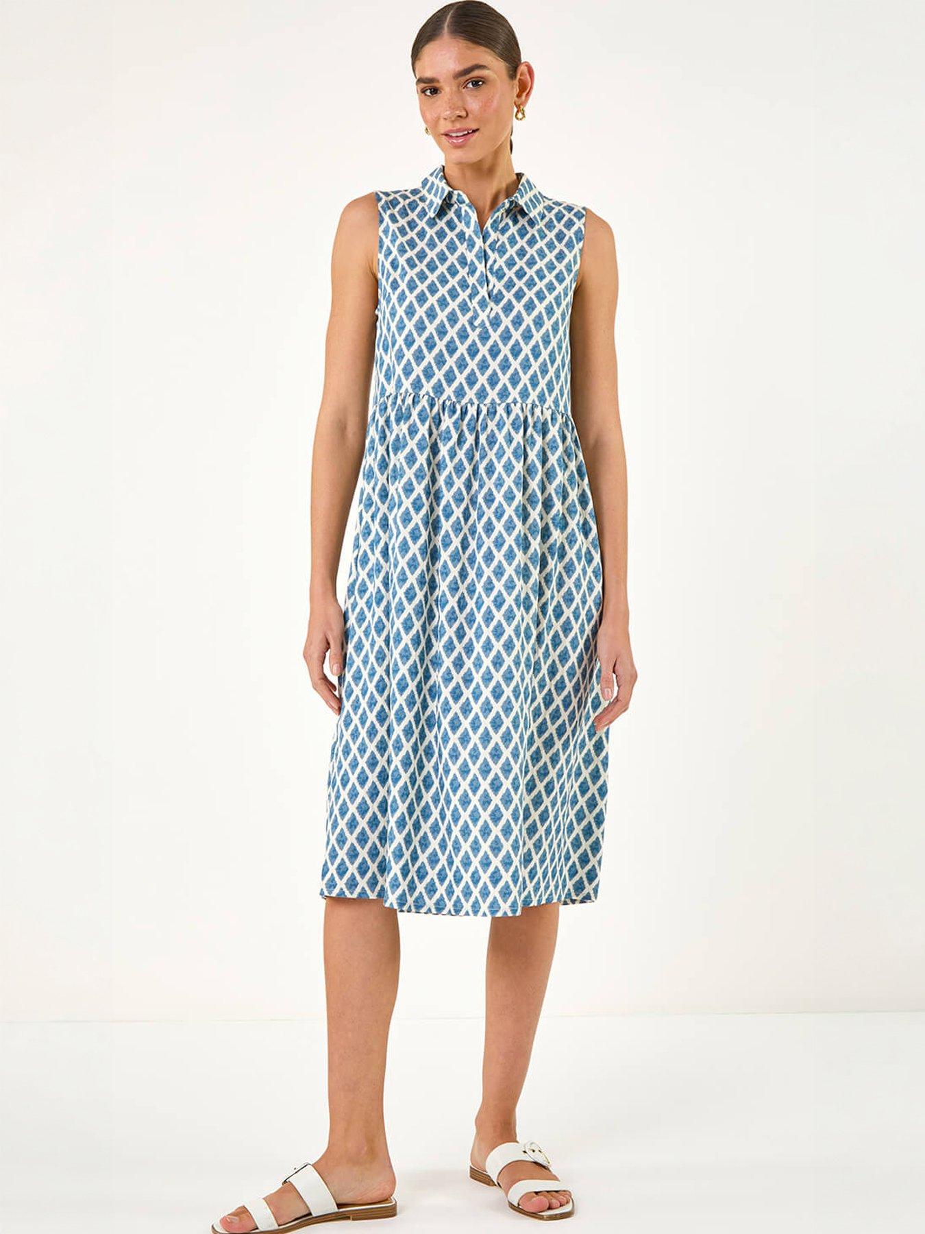 Image 5 of 5 of Roman Geometric Diamond Collared Swing Dress