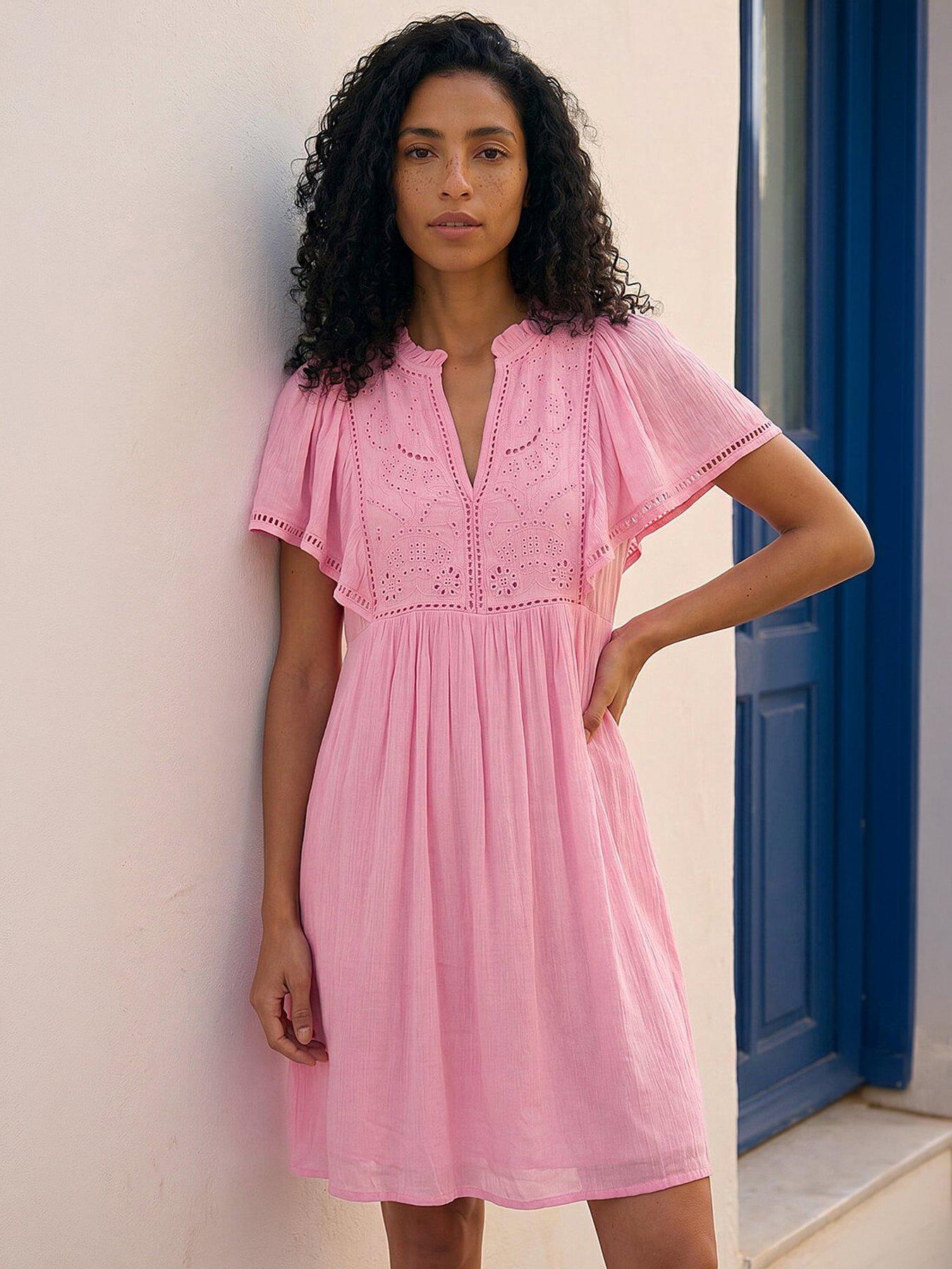 Roman Embroidered V-neck Dress