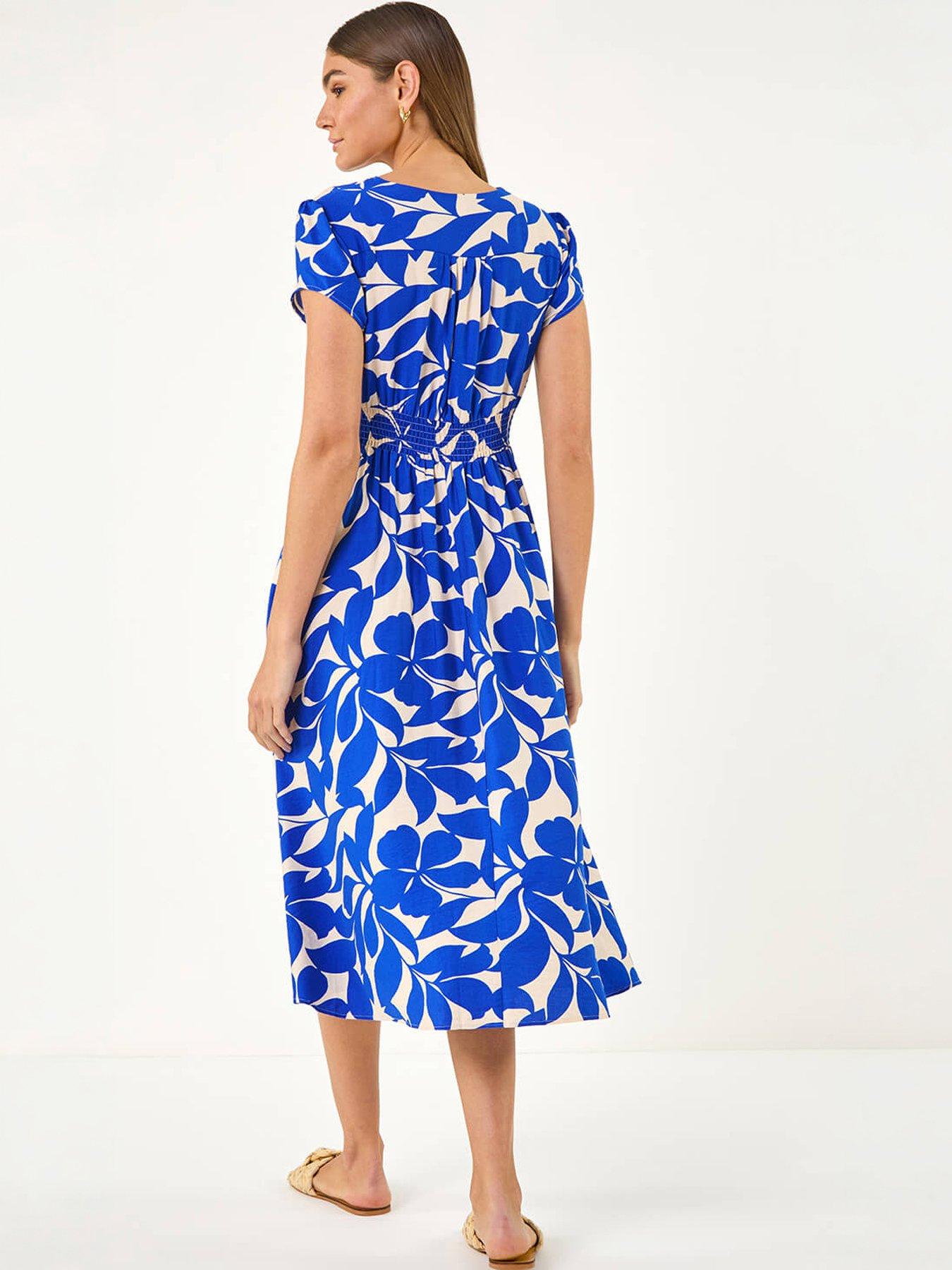 Image 4 of 5 of Roman Leaf Print V-neck Midi Dress