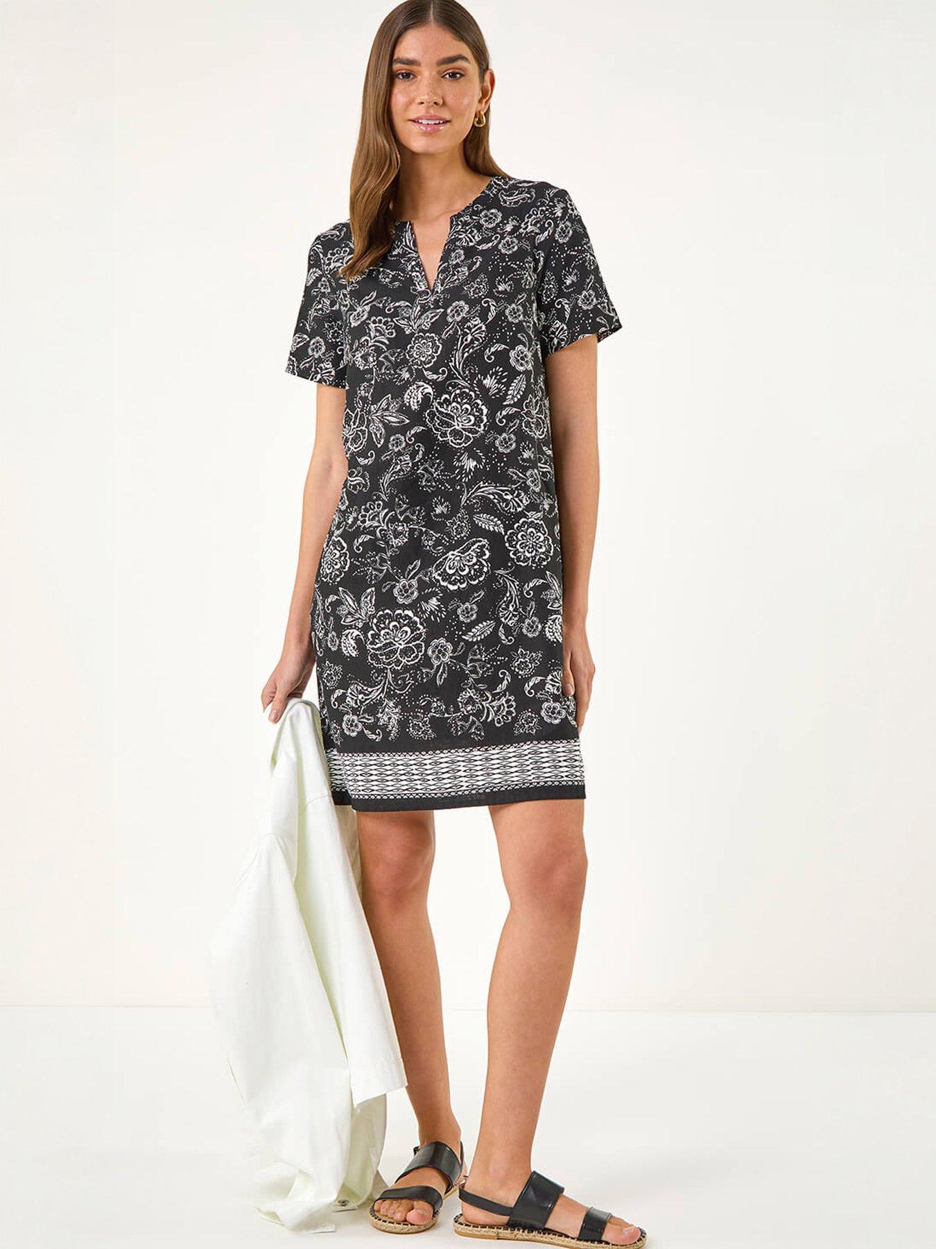 Roman Paisley Print Linen Shift Dress
