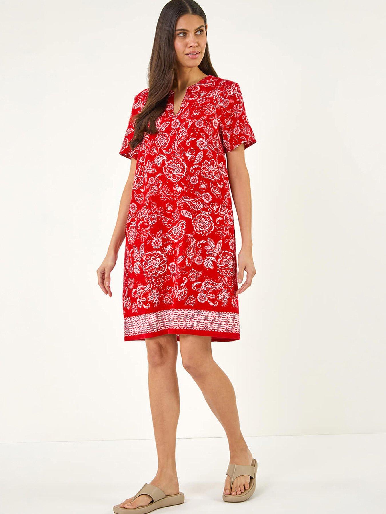 Roman Paisley Print Linen Shift Dress