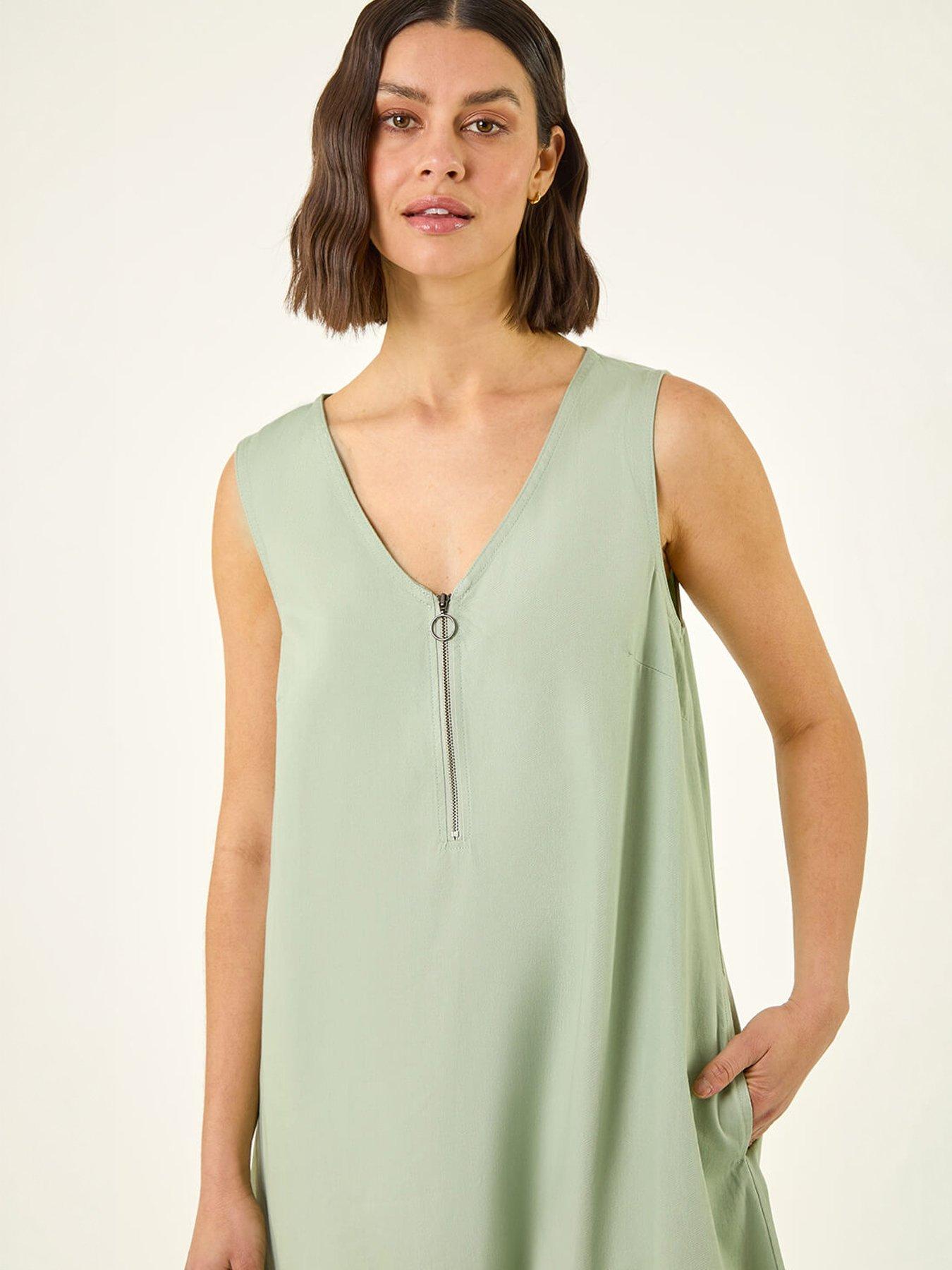 Image 3 of 5 of Roman Zip Front Sleeveless Midi Dress
