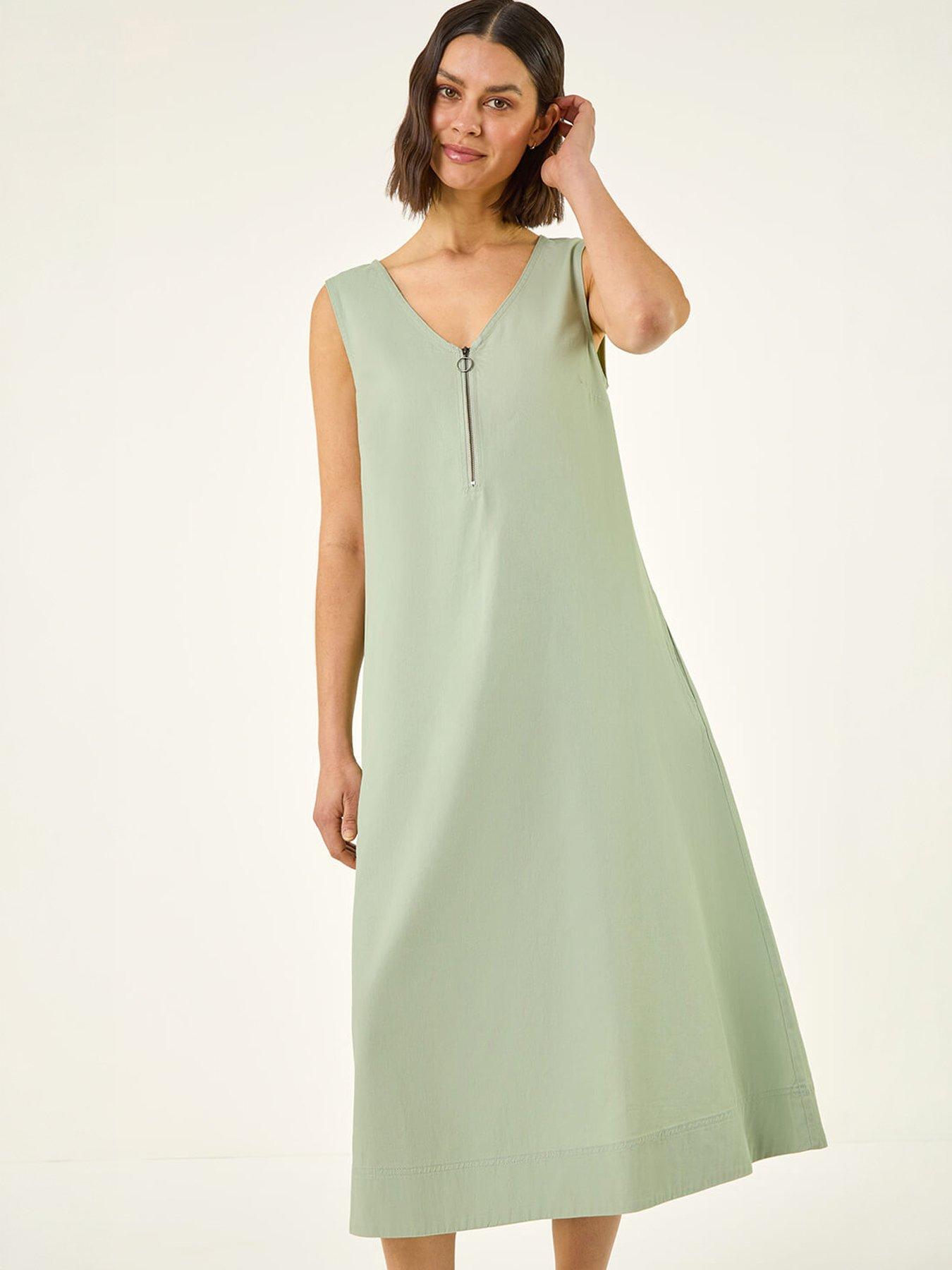 Image 5 of 5 of Roman Zip Front Sleeveless Midi Dress