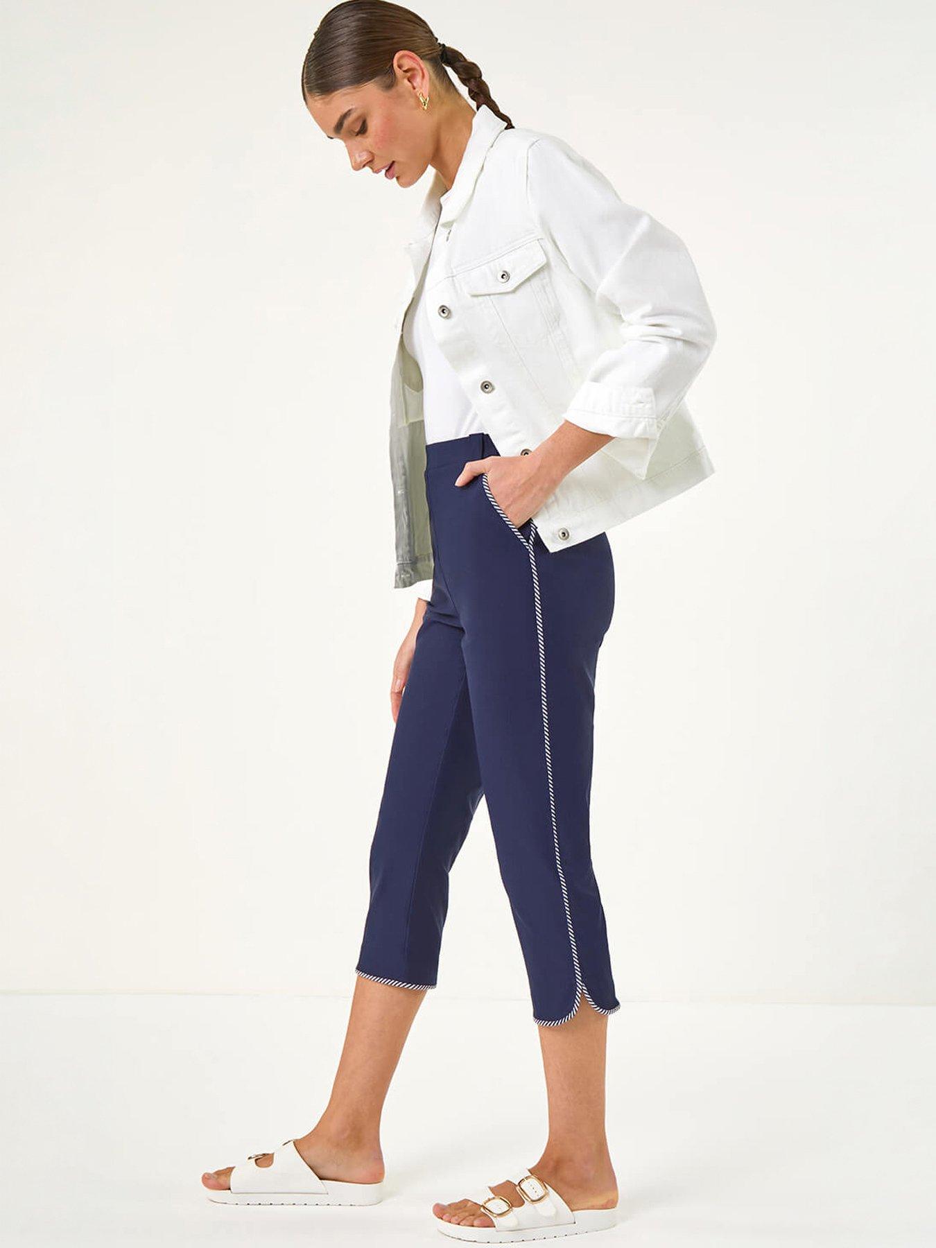 Roman Stripe Side Seam Cropped Trousers