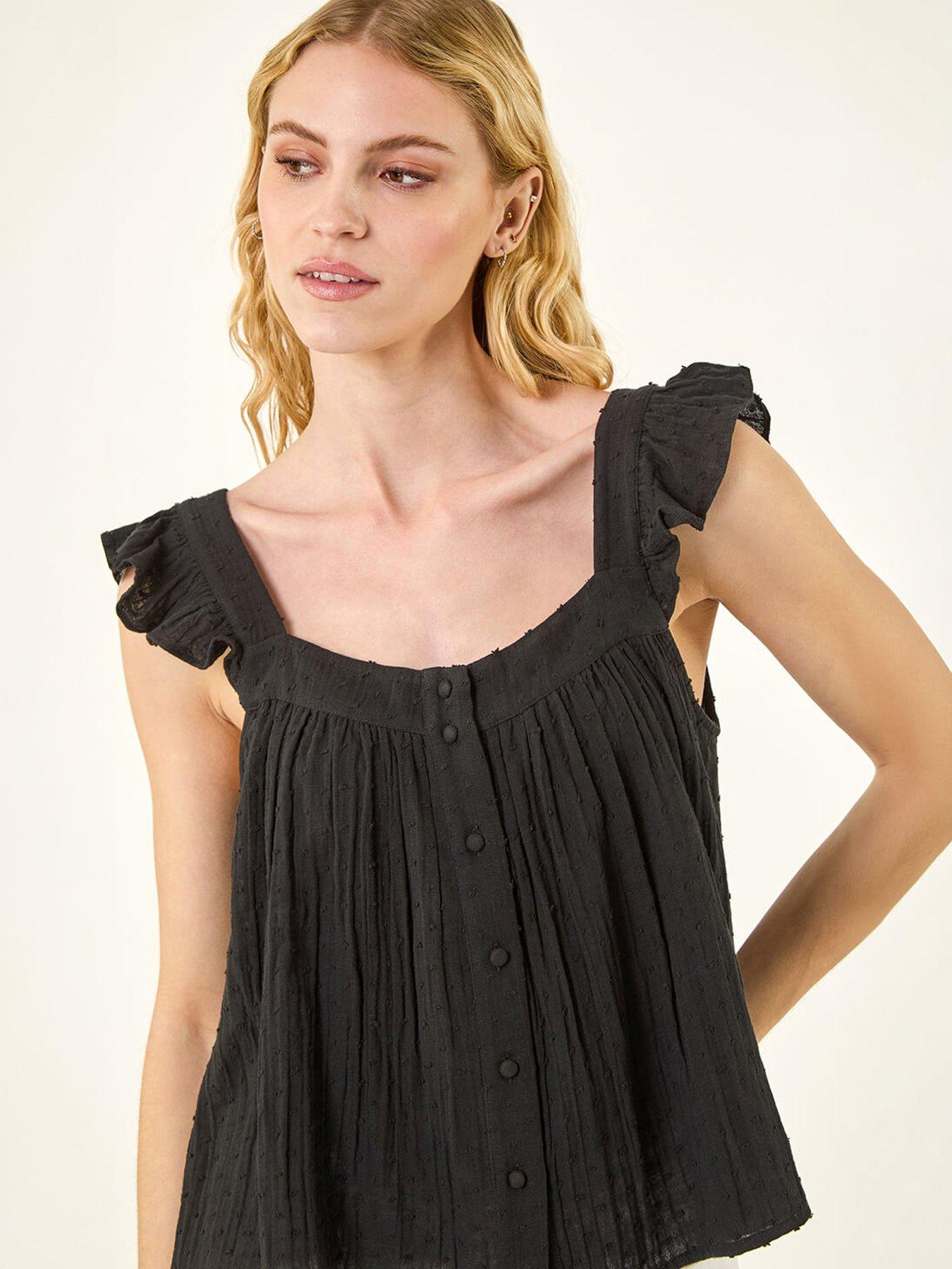 Roman Textured Frill Sleeve Cami Top
