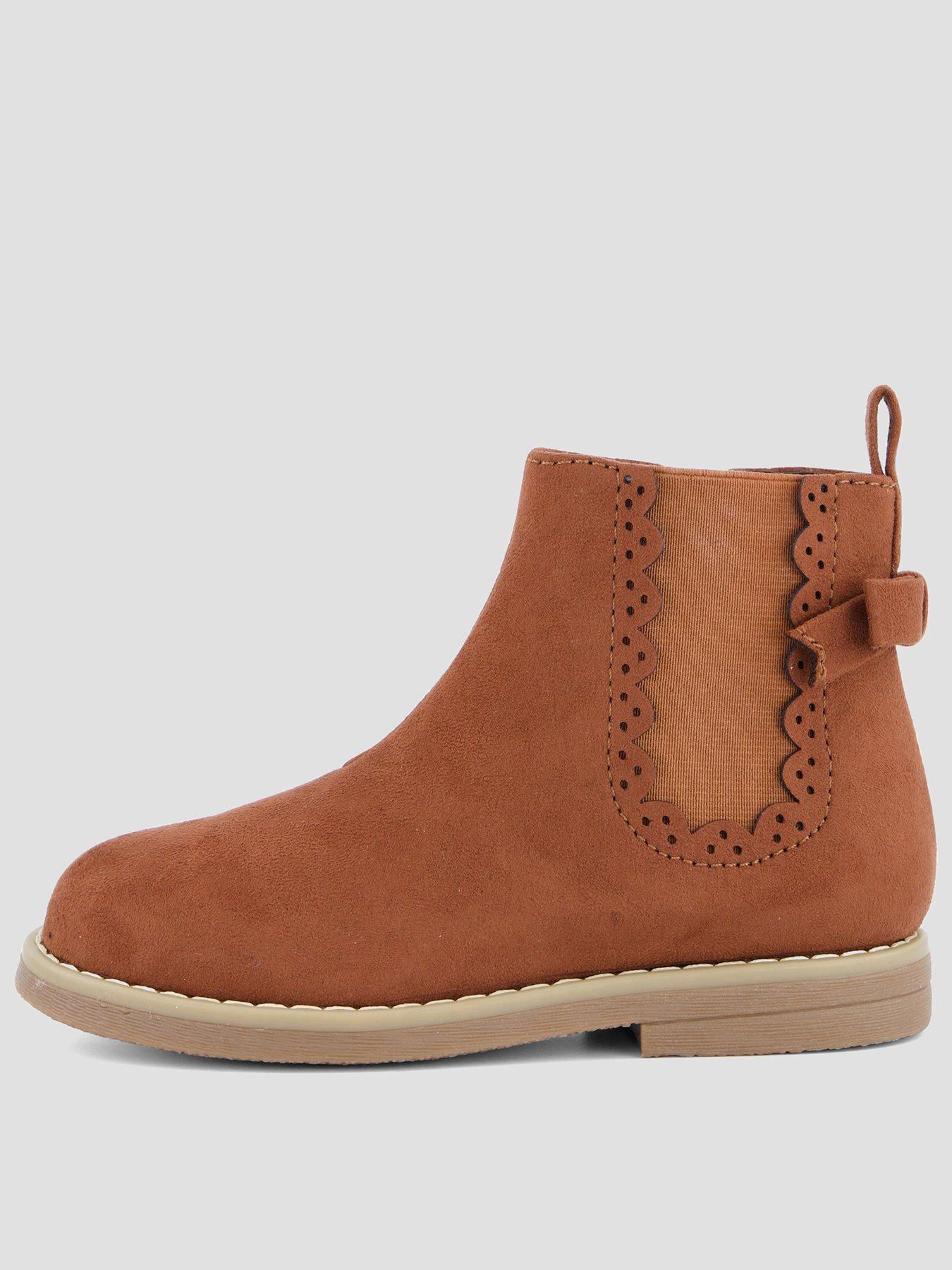 The Very Collection Younger Girls Scallop Bow Chelsea Ankle Boot
