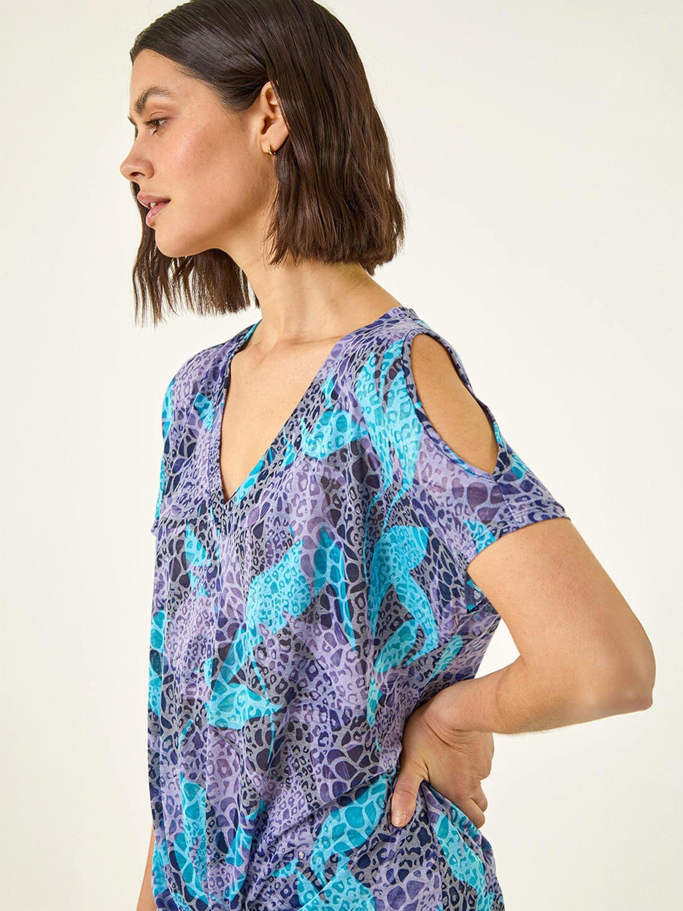 Image 1 of 5 of Roman Burnout Print Tie Front Top