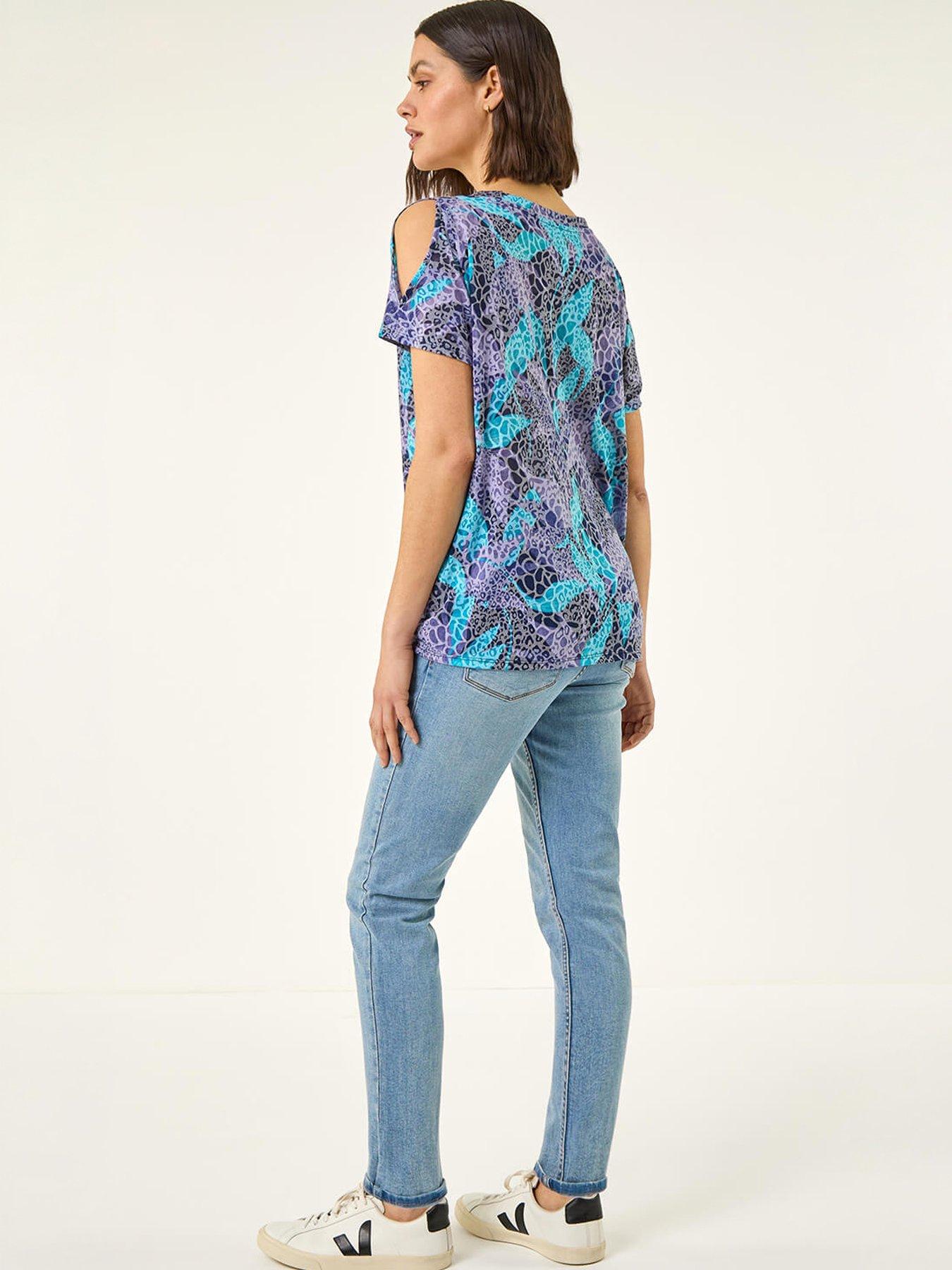 Image 4 of 5 of Roman Burnout Print Tie Front Top