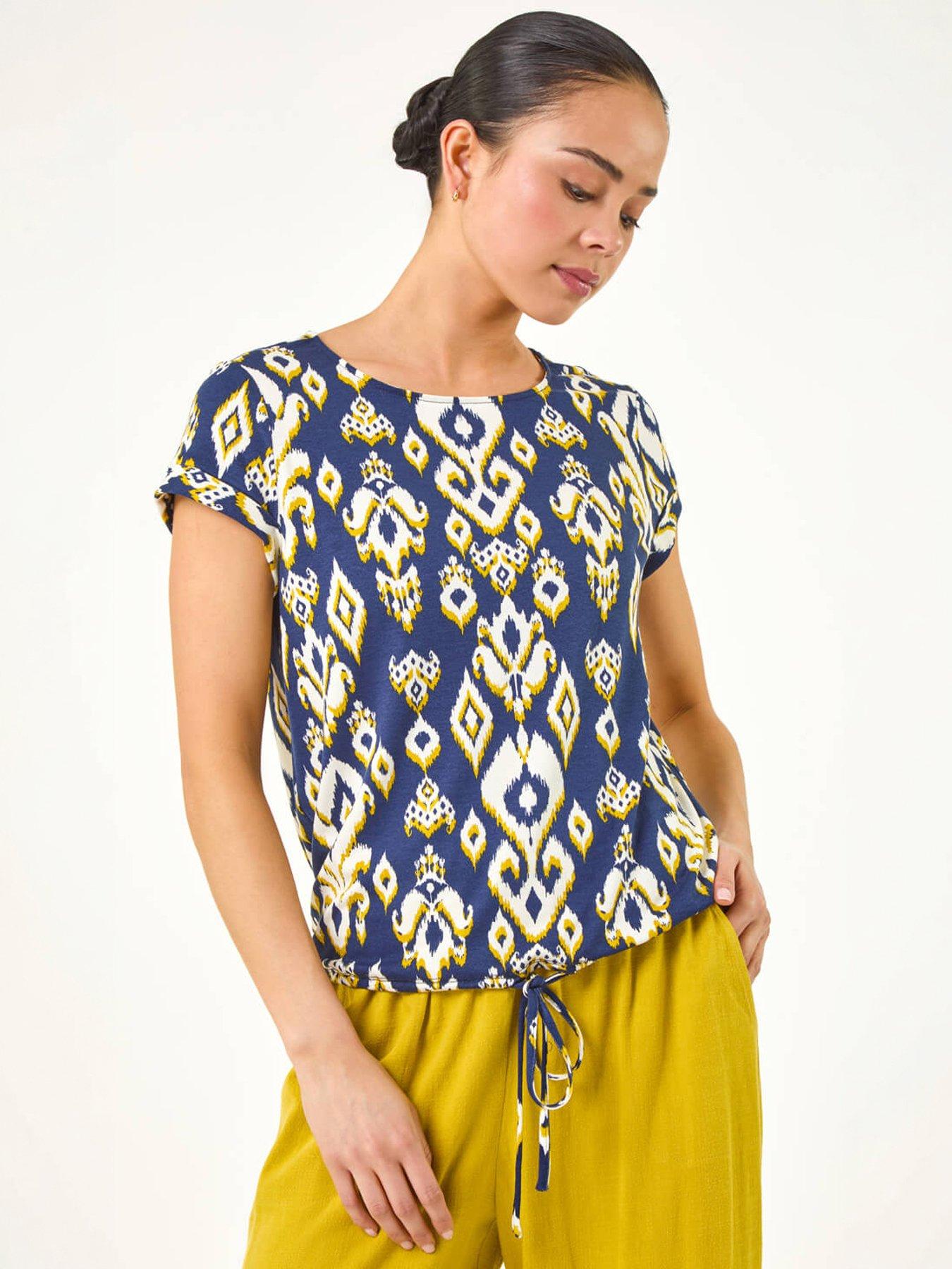 Image 1 of 5 of Roman Petite Aztec Drawstring Hem Top