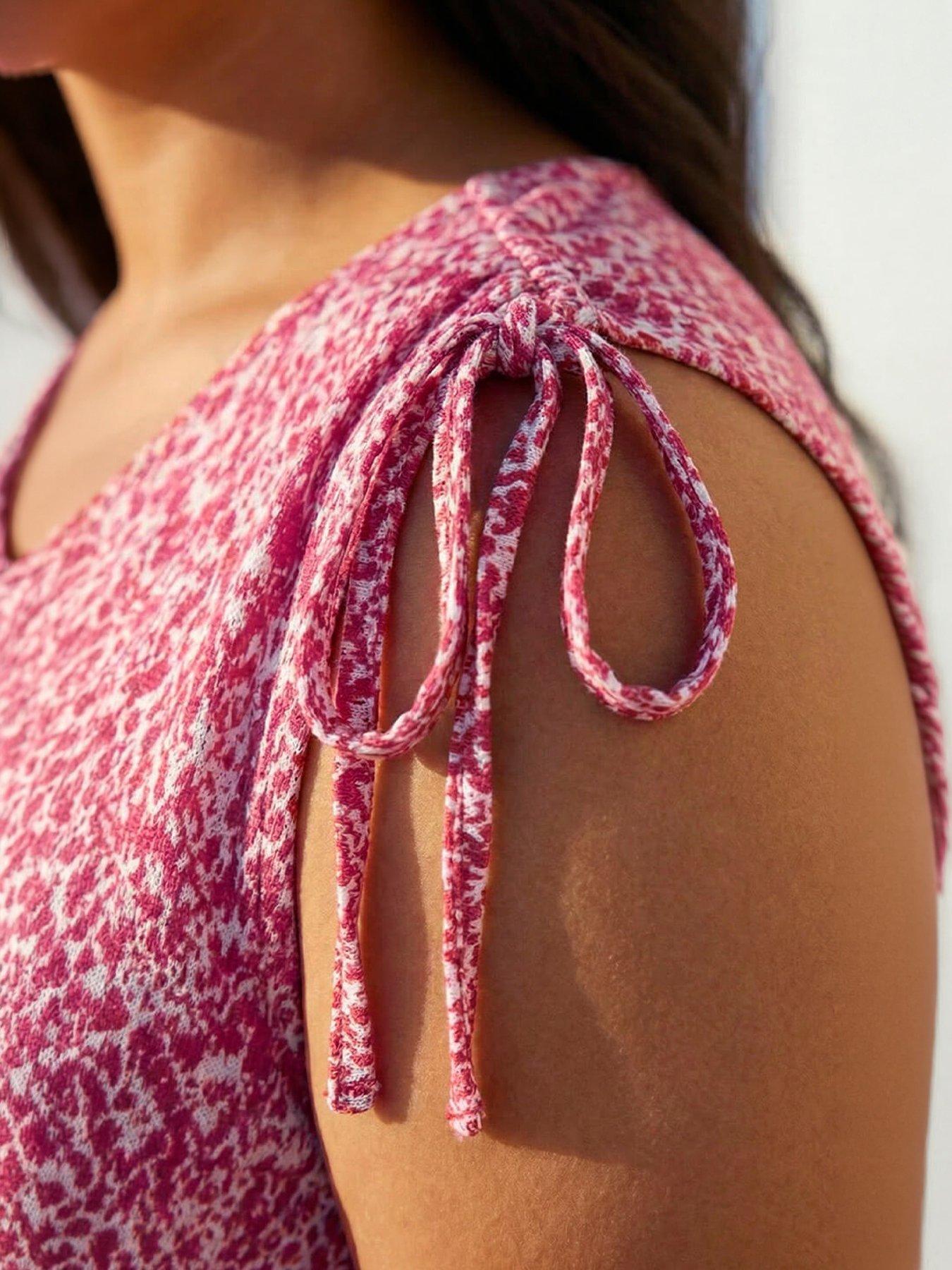  image of roman-curve-printed-ruched-shoulder-vest-top