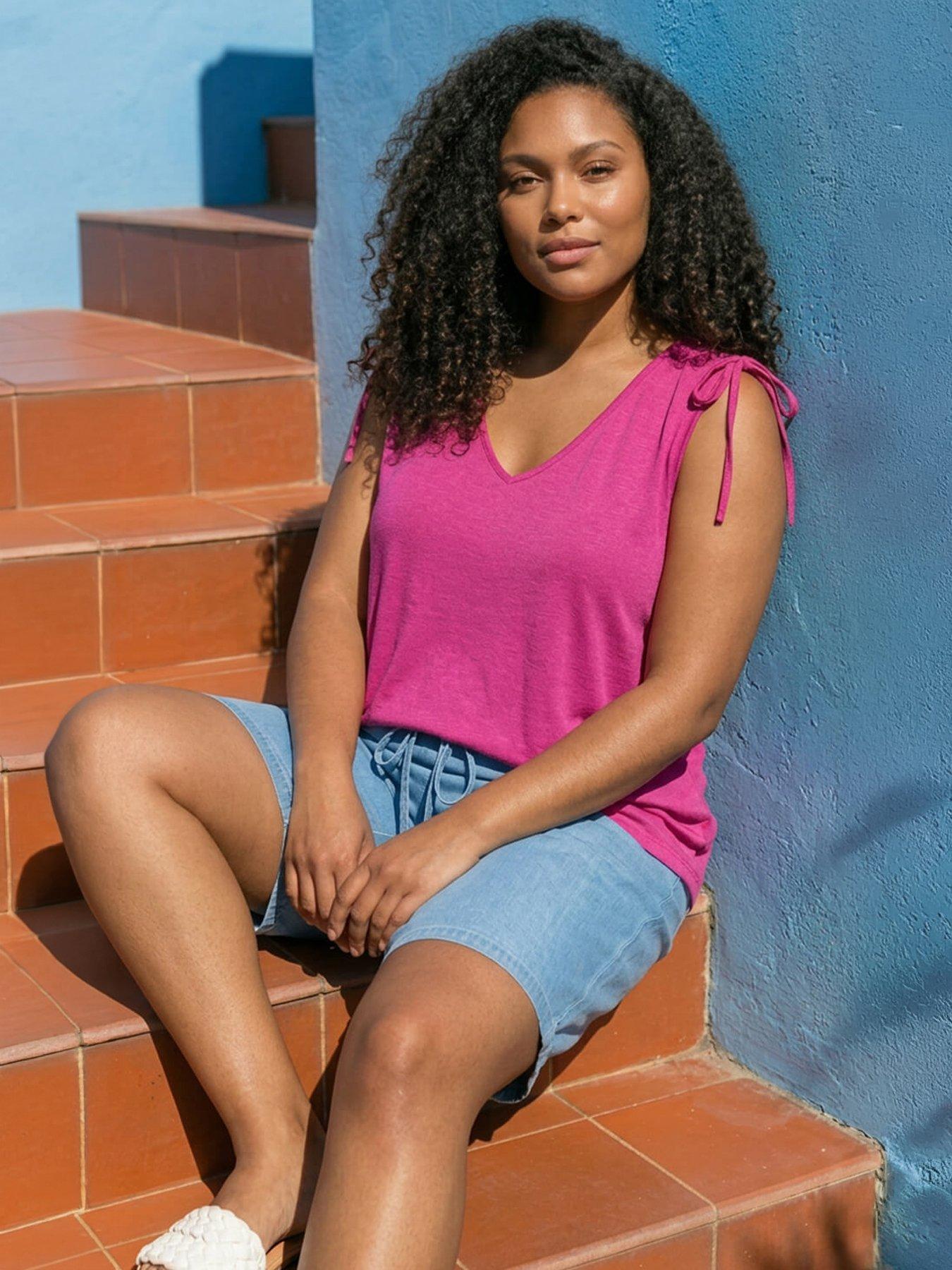 Roman Curve Ruched Shoulder Vest Top