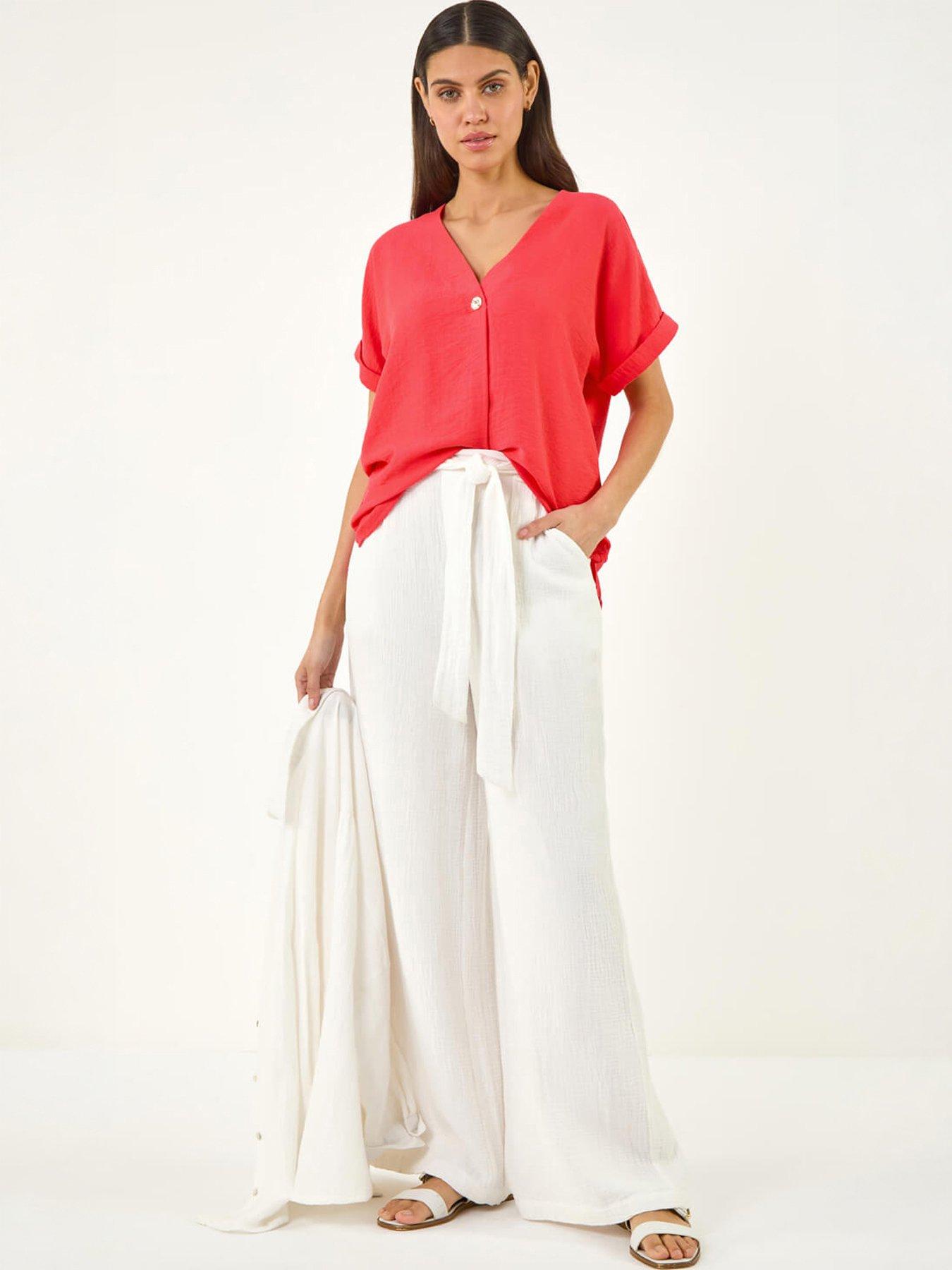 Roman Pleat Front V-neck Top