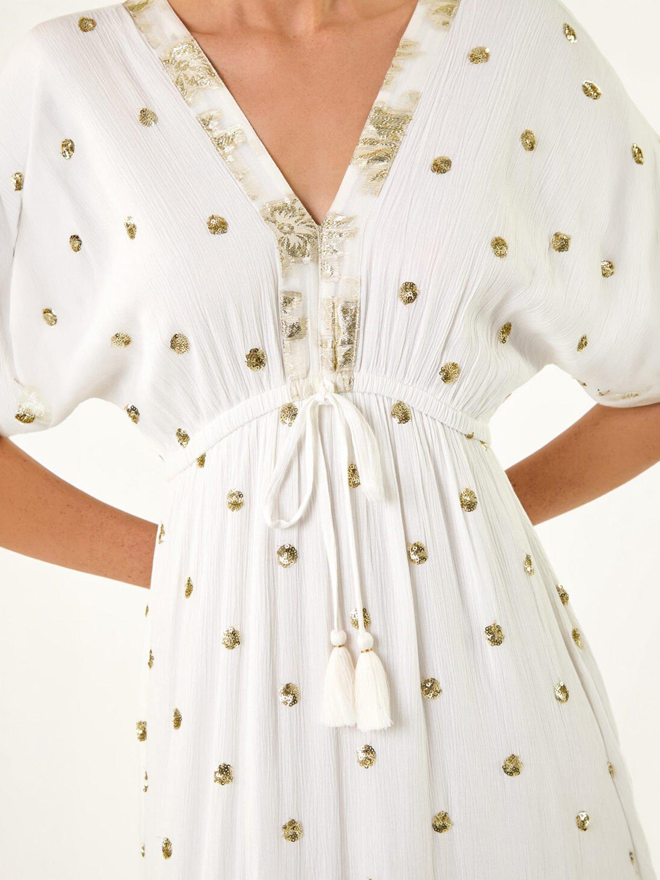 Image 2 of 5 of Roman Sequin Embellished Tassel Midi Dress