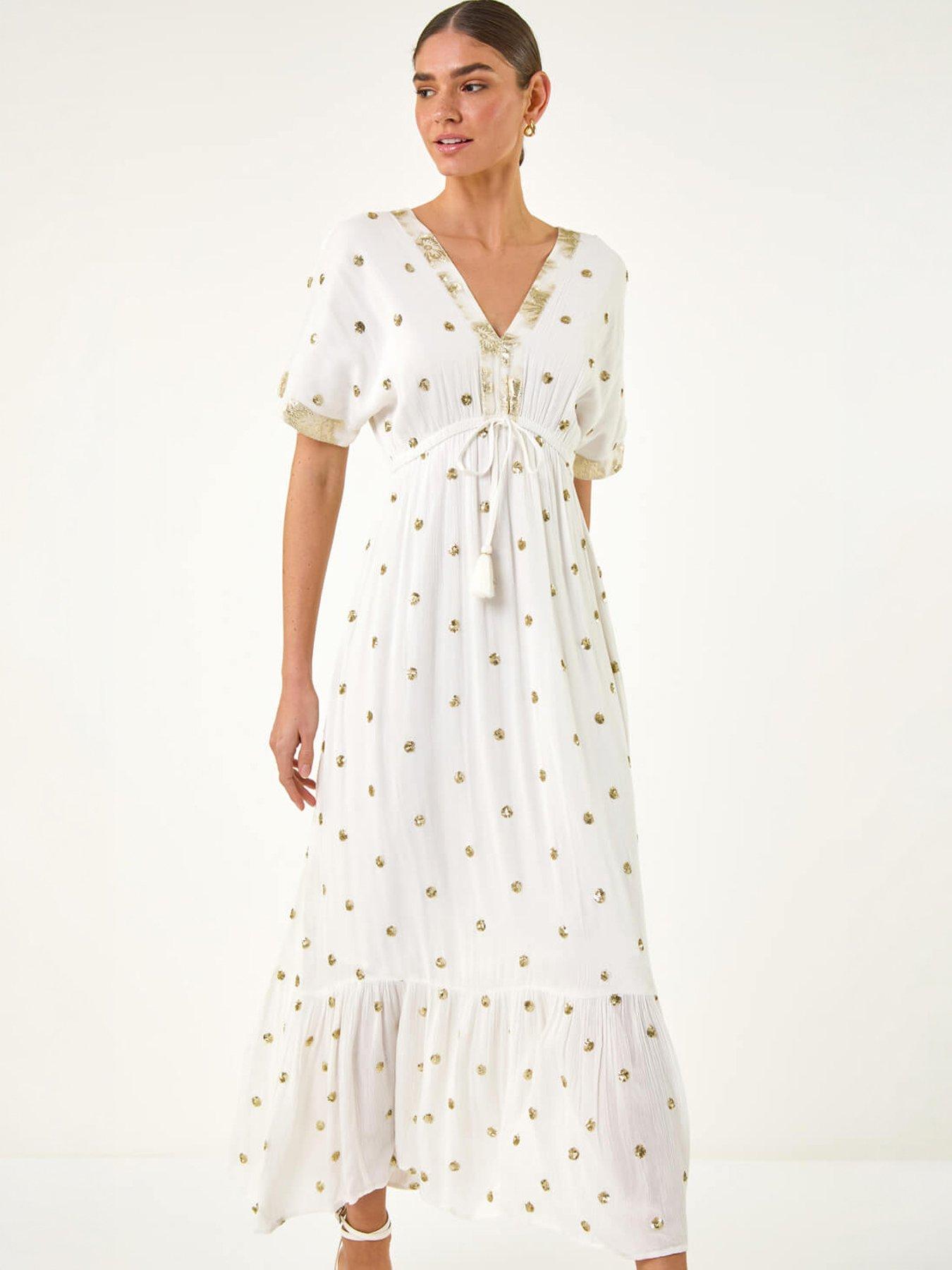 Image 3 of 5 of Roman Sequin Embellished Tassel Midi Dress