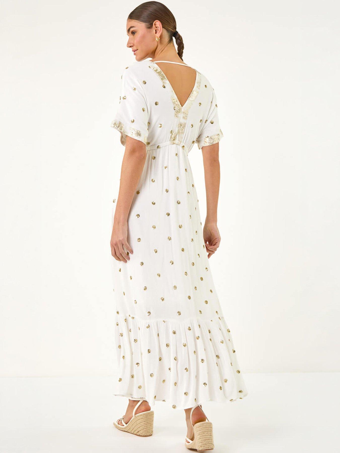 Image 4 of 5 of Roman Sequin Embellished Tassel Midi Dress