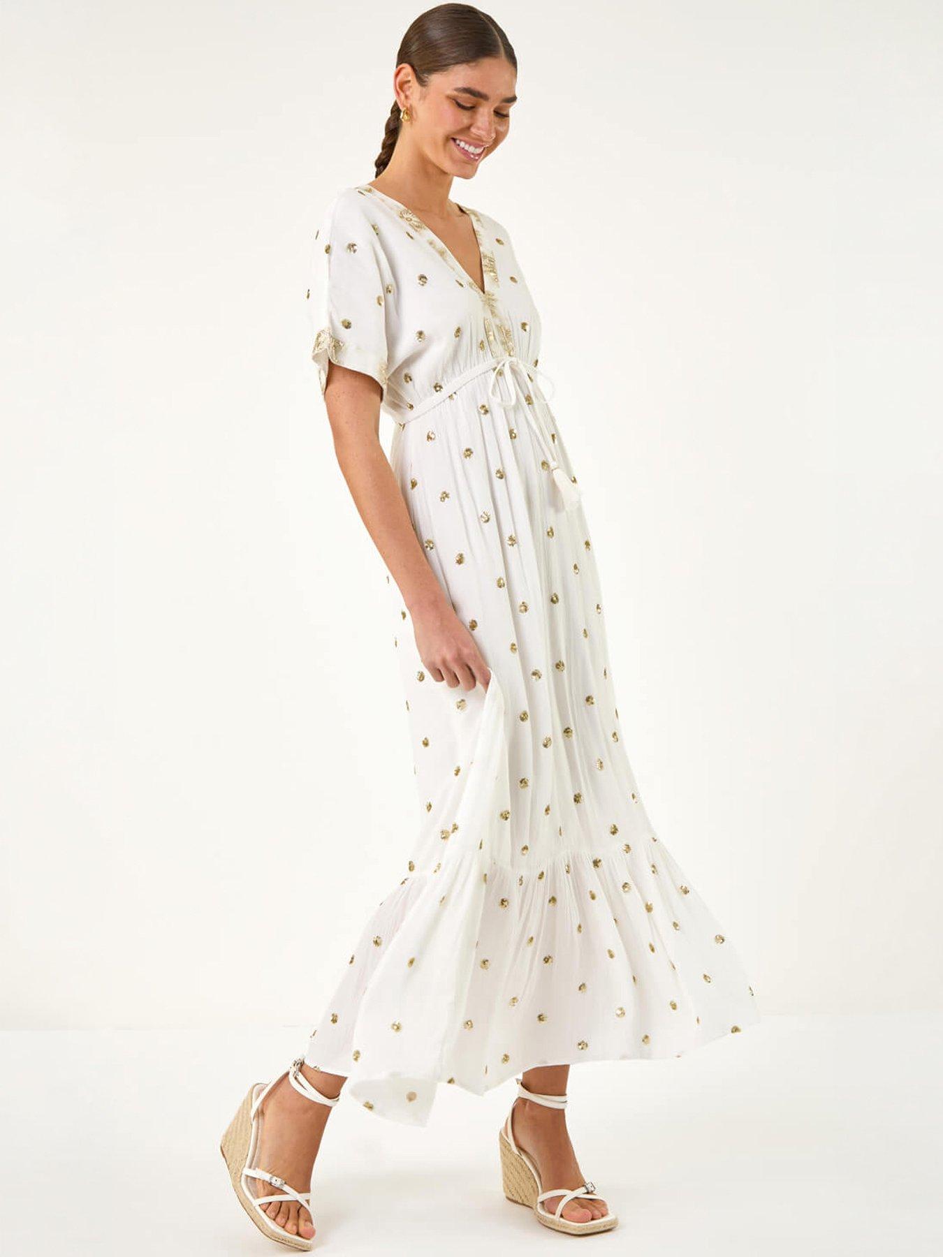 Image 5 of 5 of Roman Sequin Embellished Tassel Midi Dress