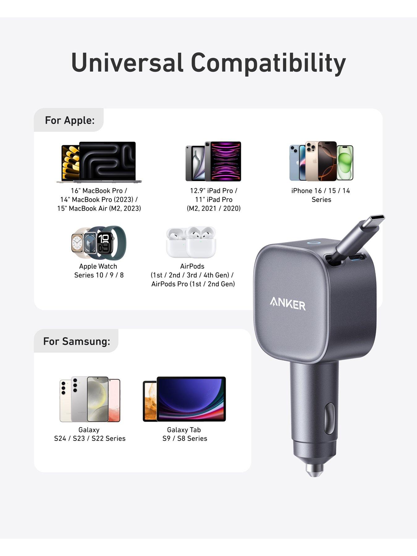  image of anker-anker-nano-car-charger-75w-fast-charging-with-retractable-usb-c-cable-grey