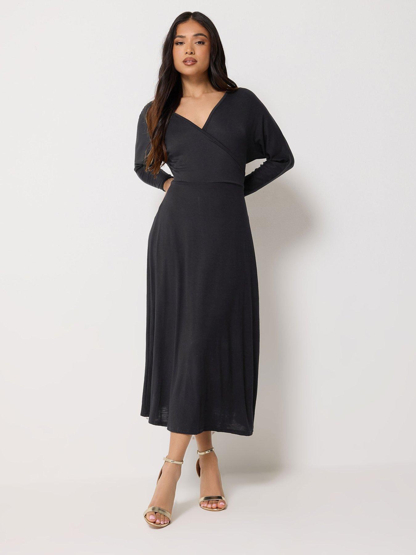 Image 1 of 5 of PixieGirl Petite 3/4 Wrap Midi Dress