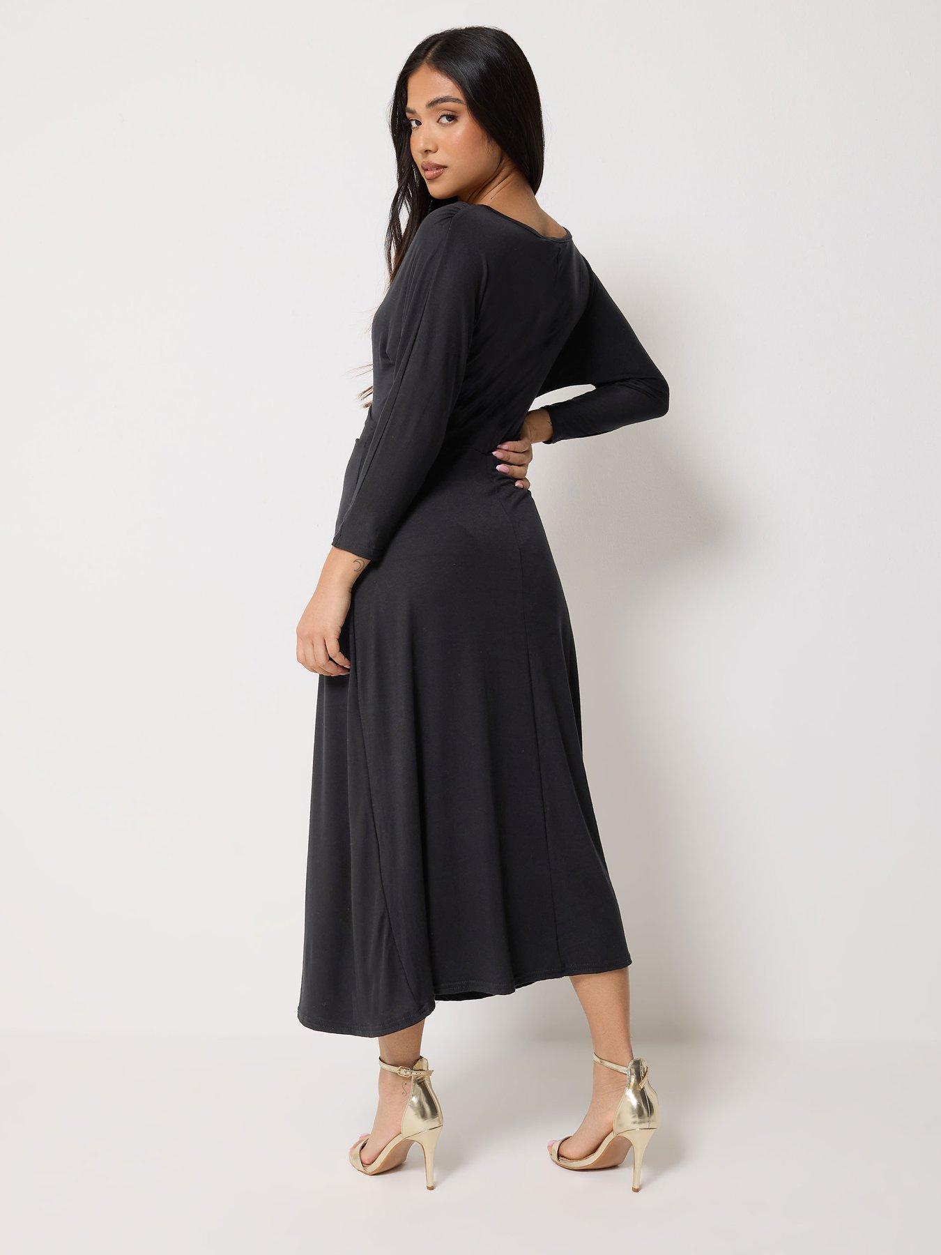 Image 2 of 5 of PixieGirl Petite 3/4 Wrap Midi Dress