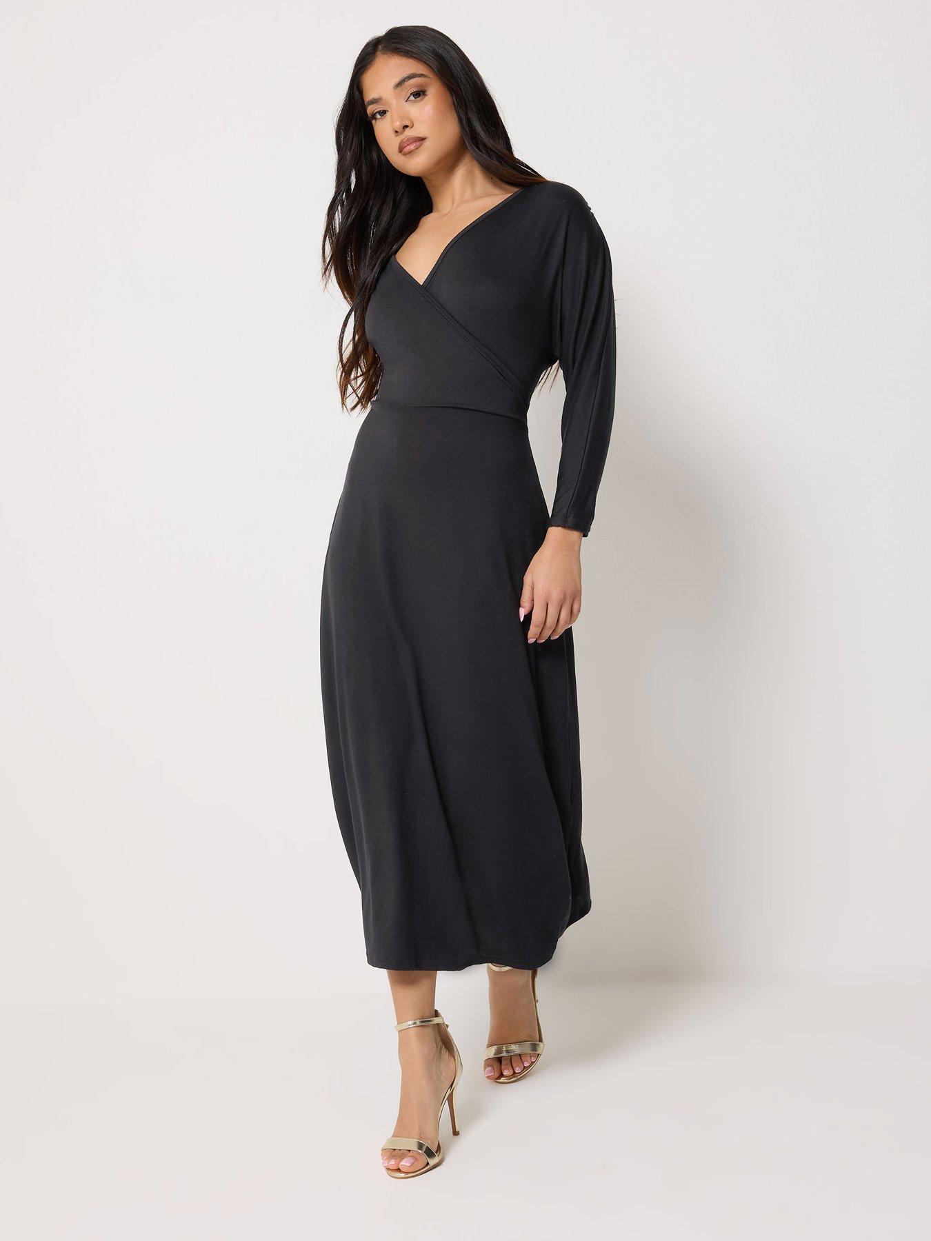 Image 3 of 5 of PixieGirl Petite 3/4 Wrap Midi Dress