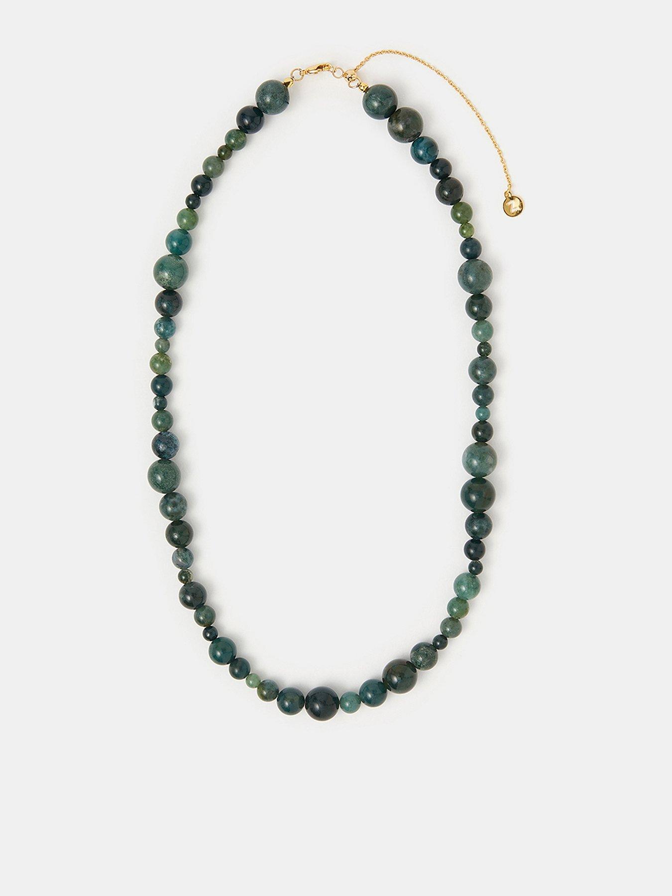 Image 1 of 3 of Accessorize 14ct Gold-plated Chalcedony Bead Necklace