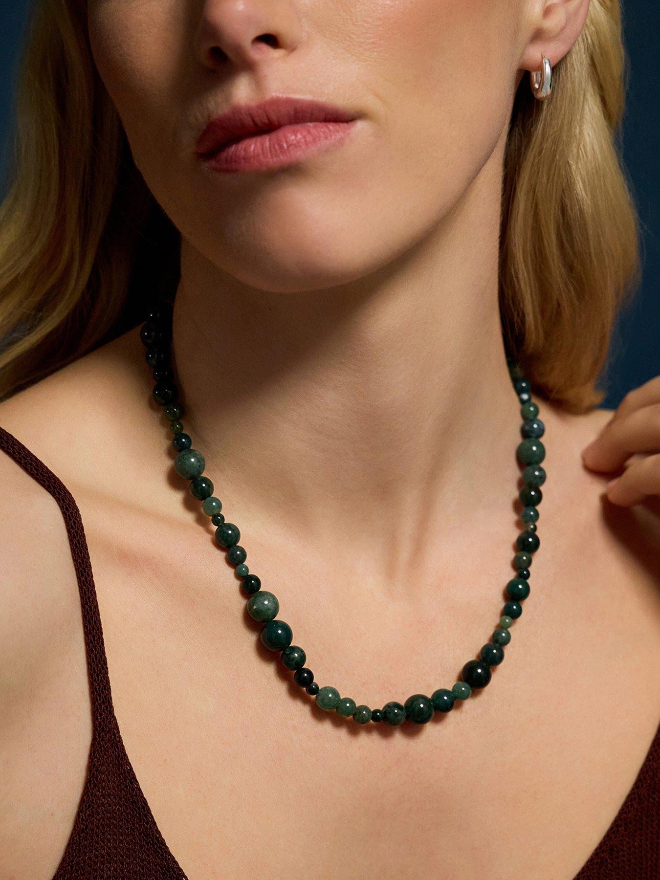 Image 2 of 3 of Accessorize 14ct Gold-plated Chalcedony Bead Necklace