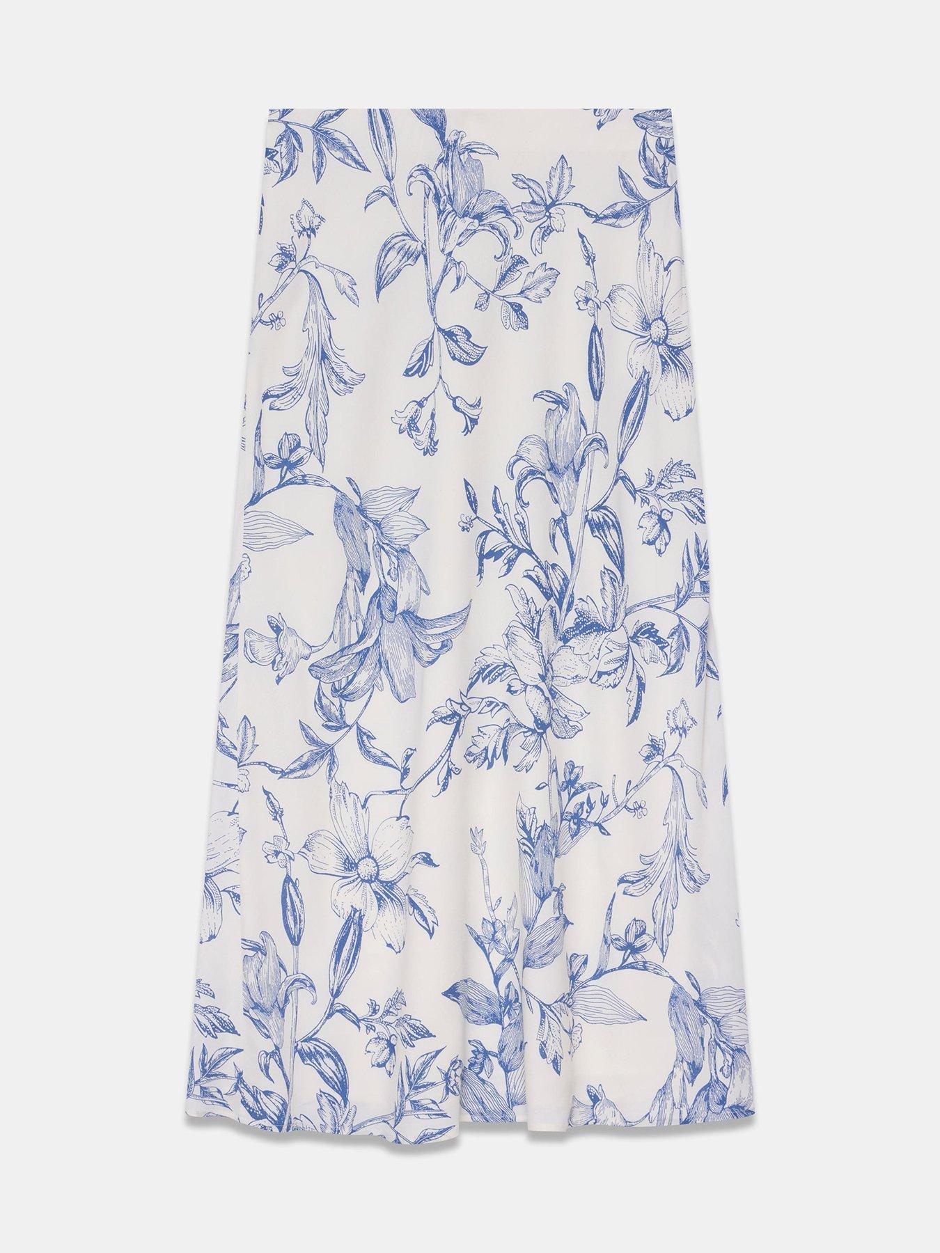 Image 6 of 6 of Mint Velvet Floral Print Slip Skirt - White