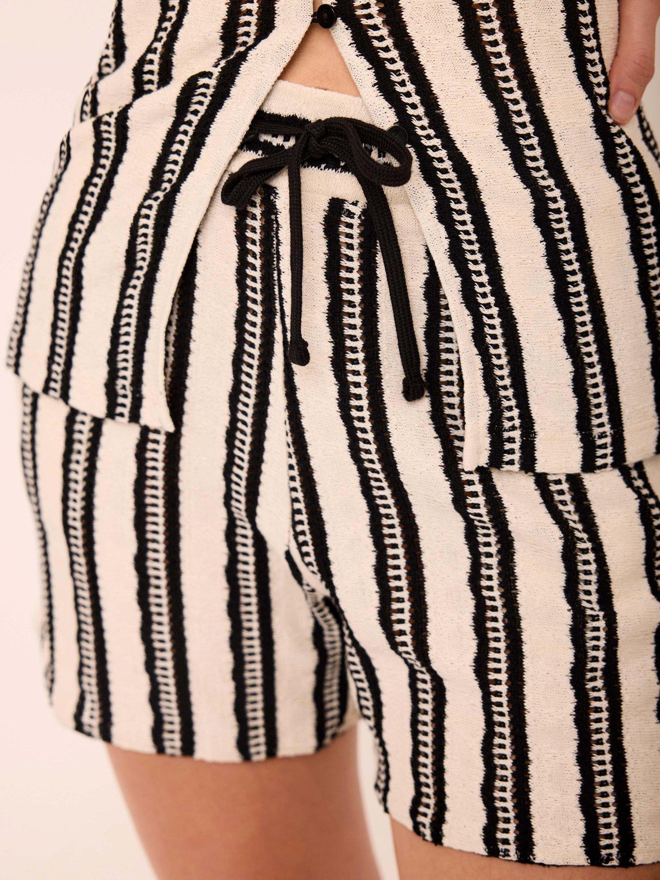 Image 4 of 6 of Mint Velvet Black Stripe Beach Short Set