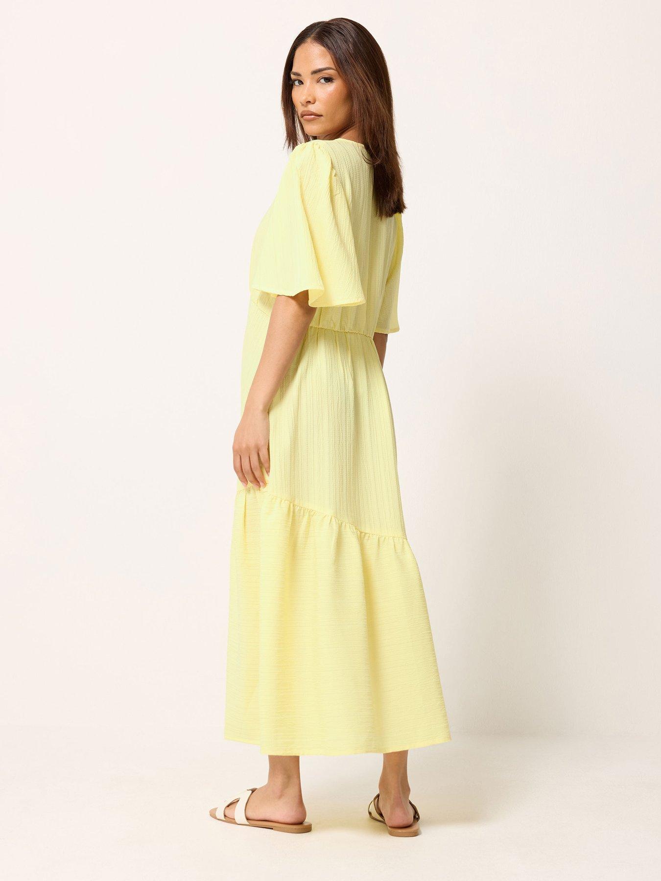 Image 2 of 5 of PixieGirl Petite Textured Asymmetric Midi Dress