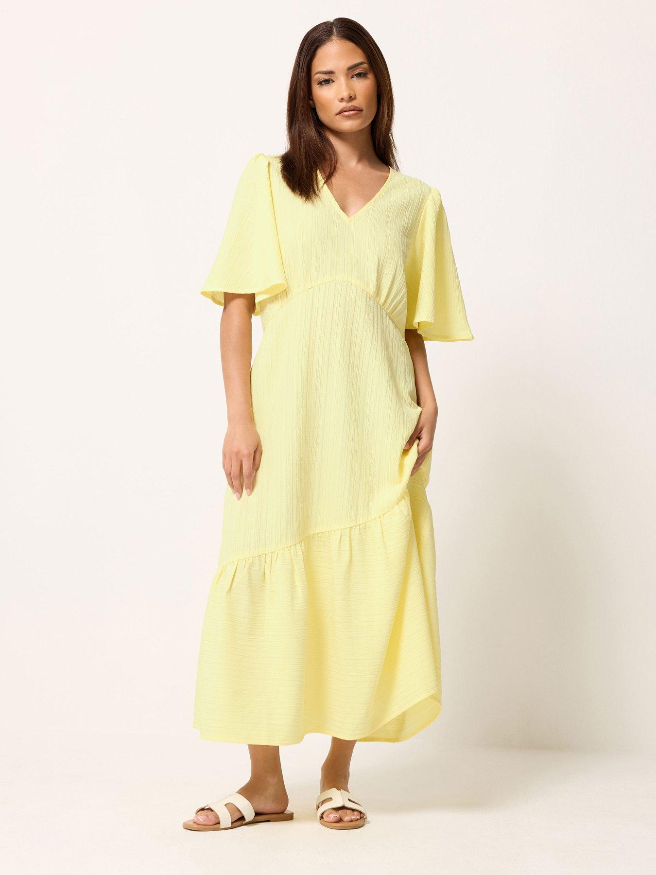 Image 3 of 5 of PixieGirl Petite Textured Asymmetric Midi Dress