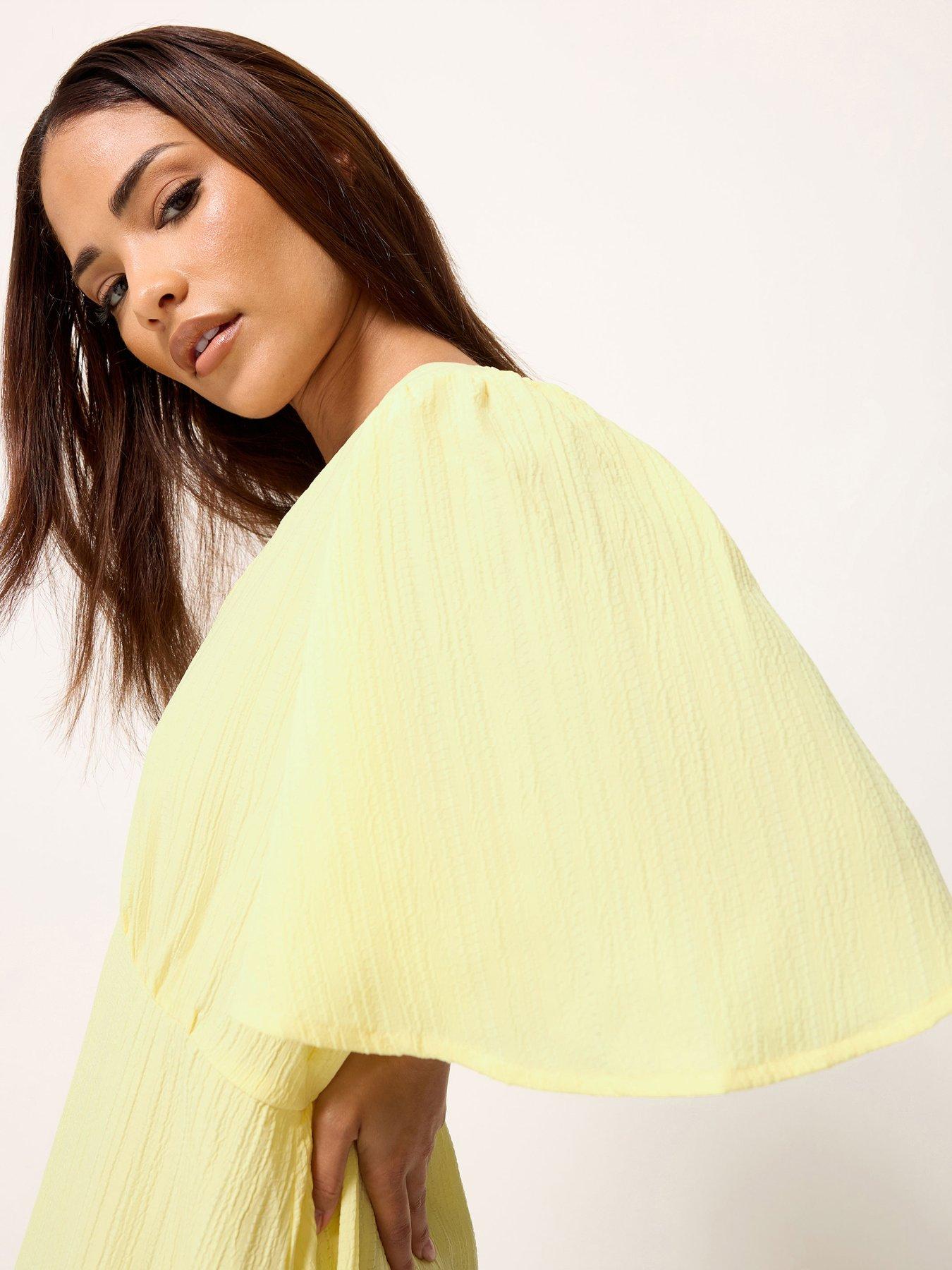 Image 4 of 5 of PixieGirl Petite Textured Asymmetric Midi Dress